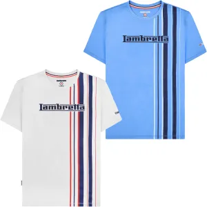Lambretta Mens Multi Stripe Short Sleeve T-Shirt