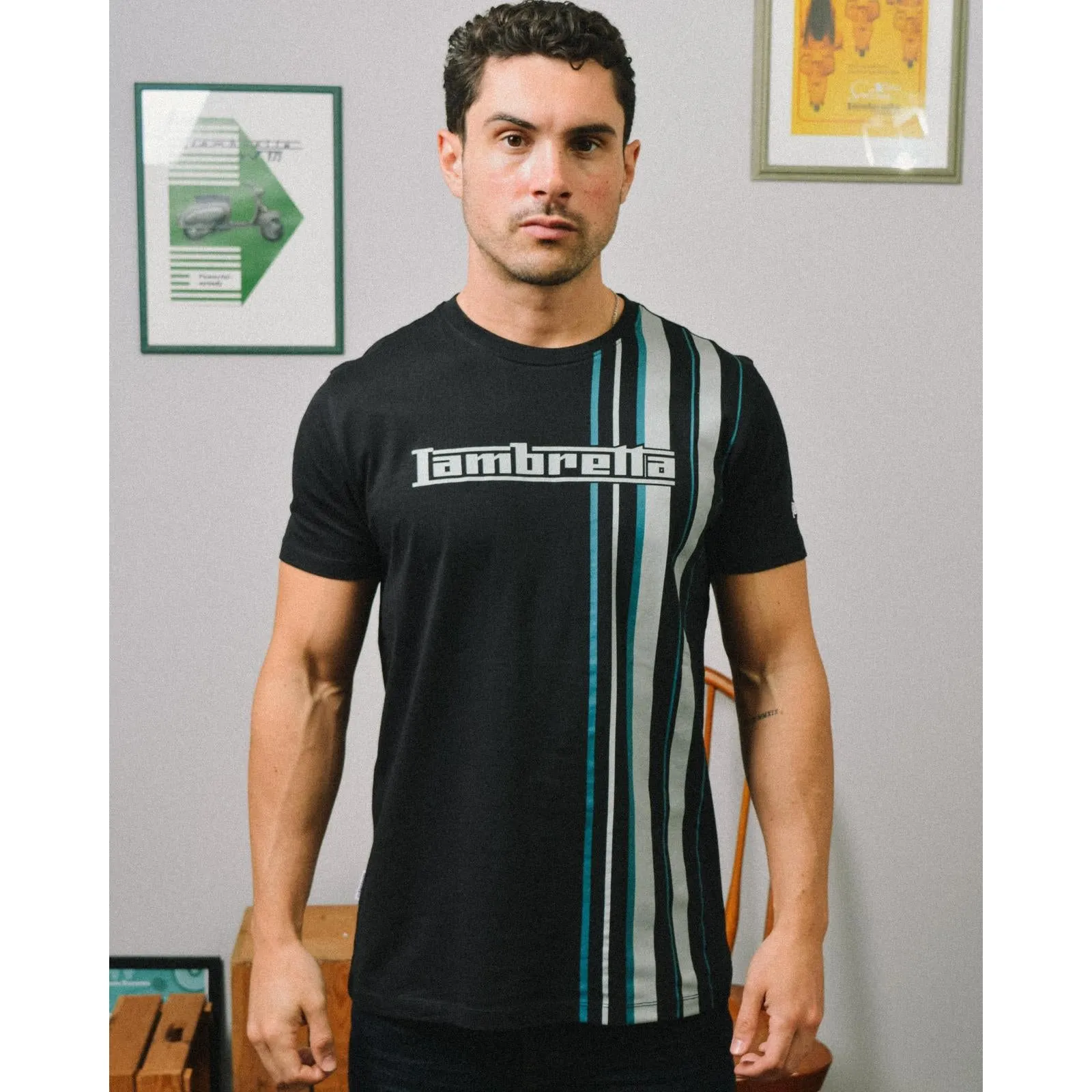 Lambretta Mens Multi Stripe Short Sleeve T-Shirt