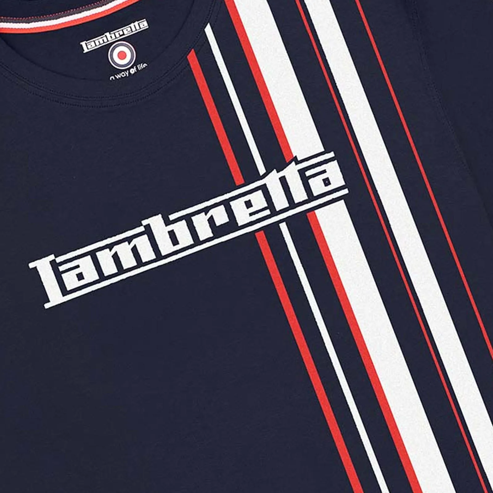 Lambretta Mens Multi Stripe Short Sleeve T-Shirt