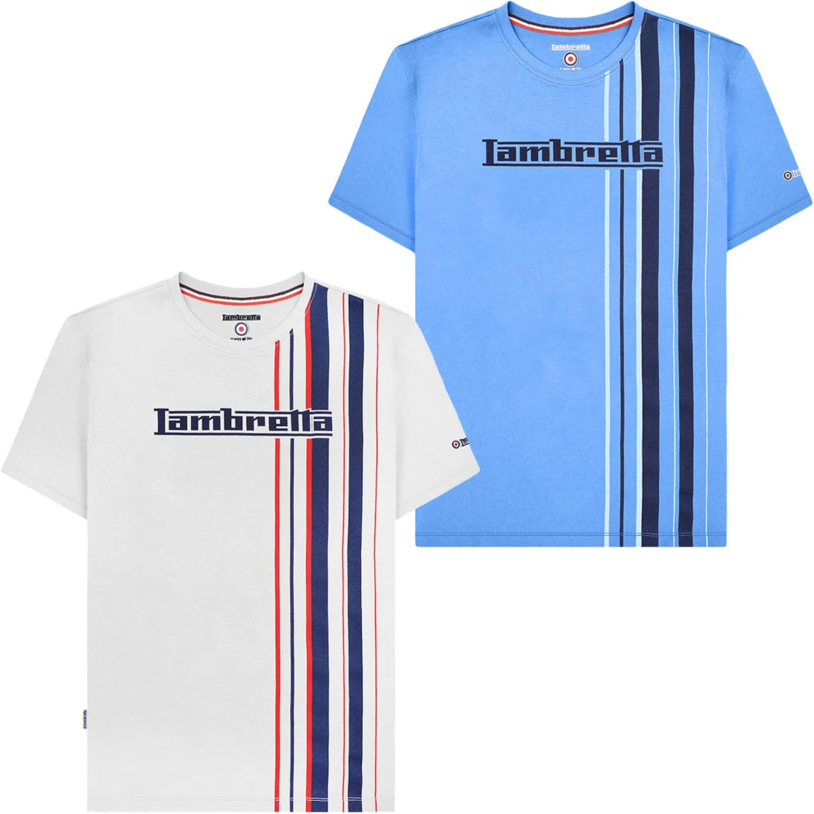 Lambretta Mens Multi Stripe Short Sleeve T-Shirt