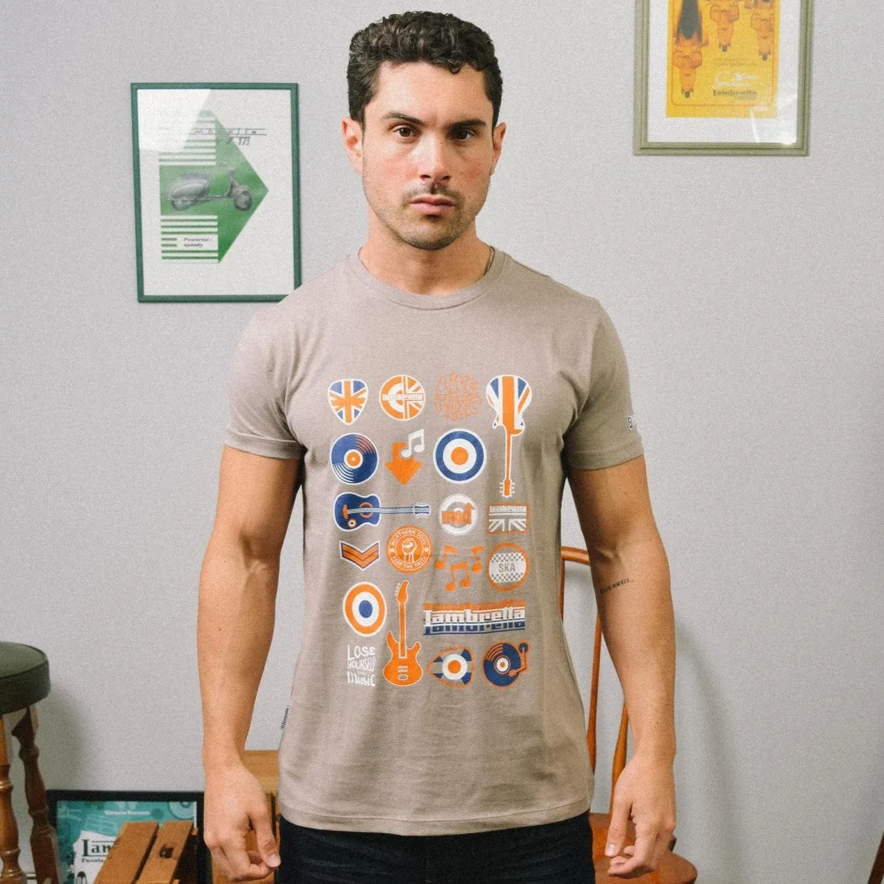 Lambretta Mens Music Icon Short Sleeve Graphic T-Shirt