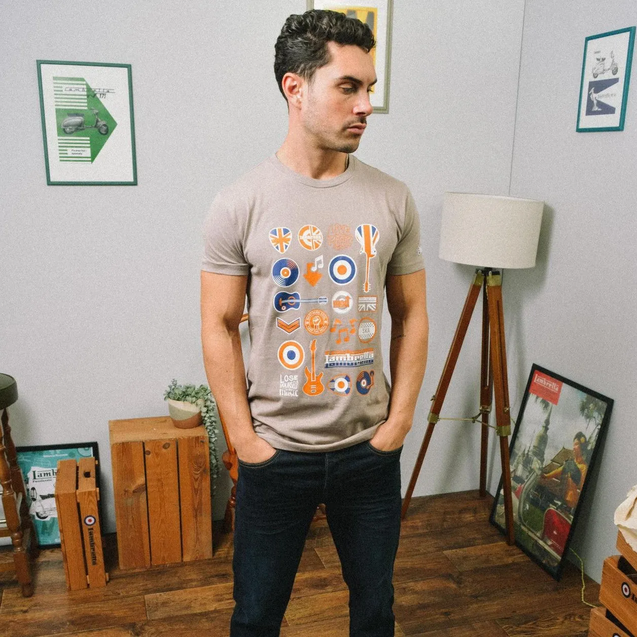 Lambretta Mens Music Icon Short Sleeve Graphic T-Shirt