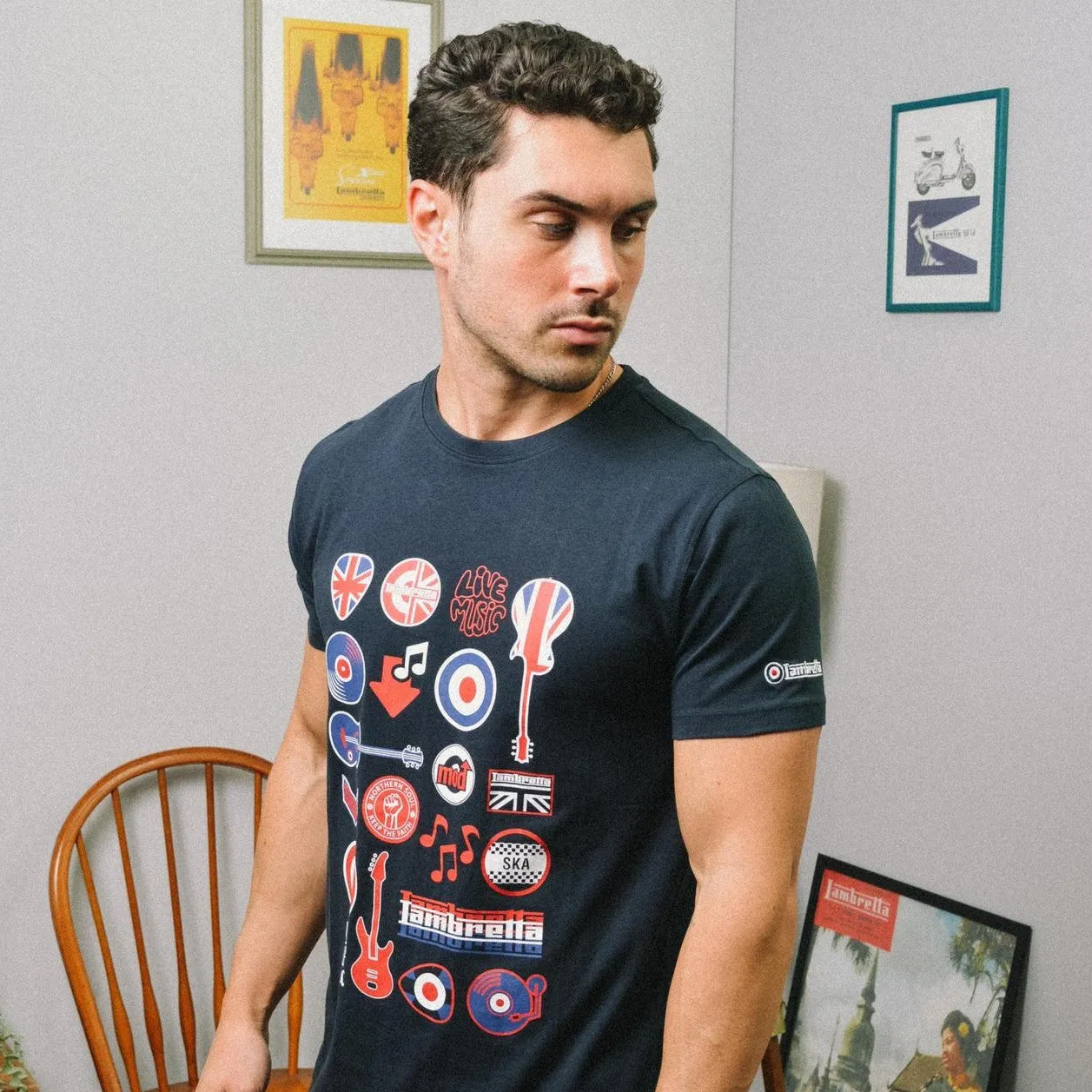 Lambretta Mens Music Icon Short Sleeve Graphic T-Shirt