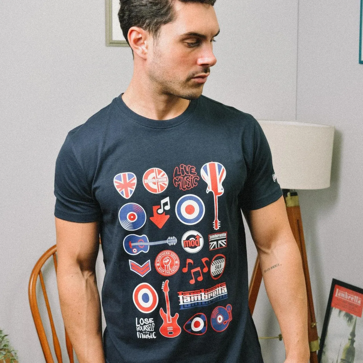 Lambretta Mens Music Icon Short Sleeve Graphic T-Shirt