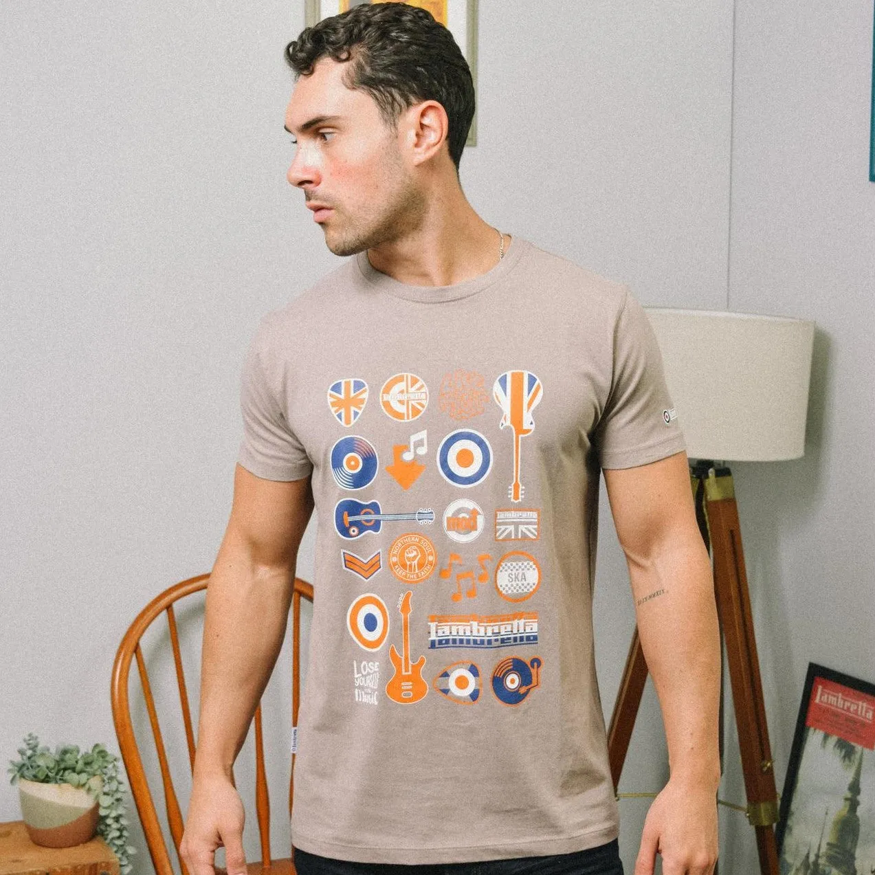 Lambretta Mens Music Icon Short Sleeve Graphic T-Shirt