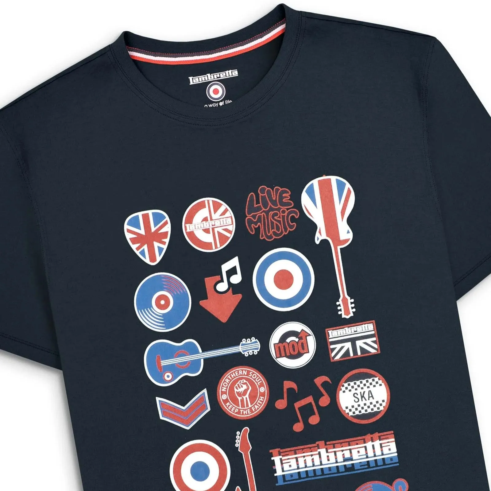 Lambretta Mens Music Icon Short Sleeve Graphic T-Shirt