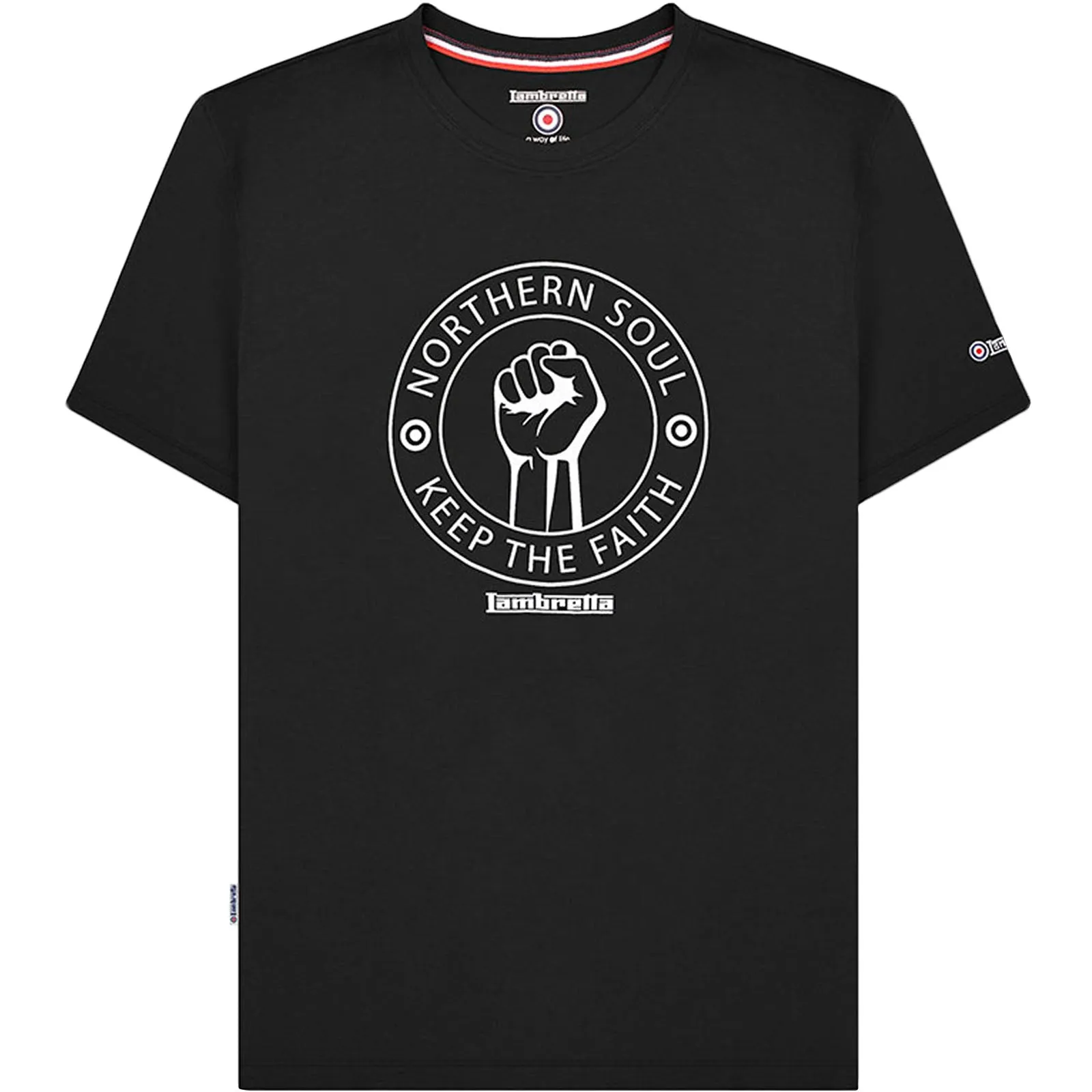 Lambretta Mens Northern Soul Retro T-Shirt Black