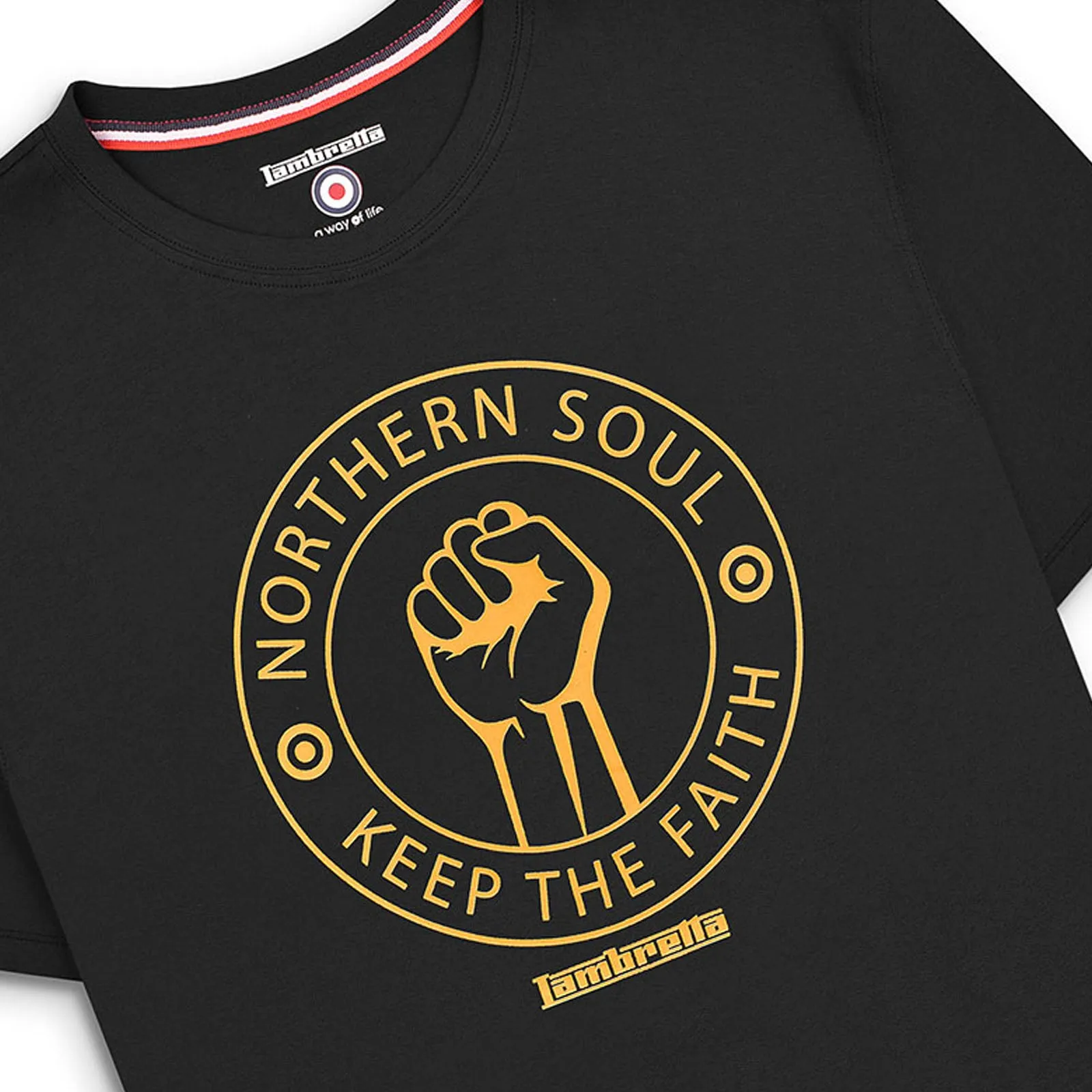 Lambretta Mens Northern Soul Retro T-Shirt Black