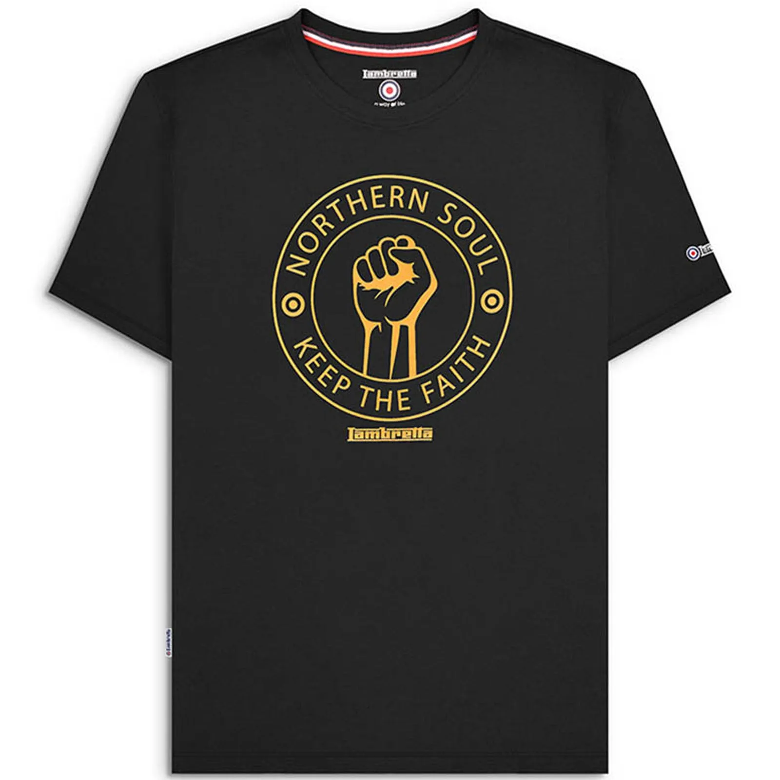 Lambretta Mens Northern Soul Retro T-Shirt Black
