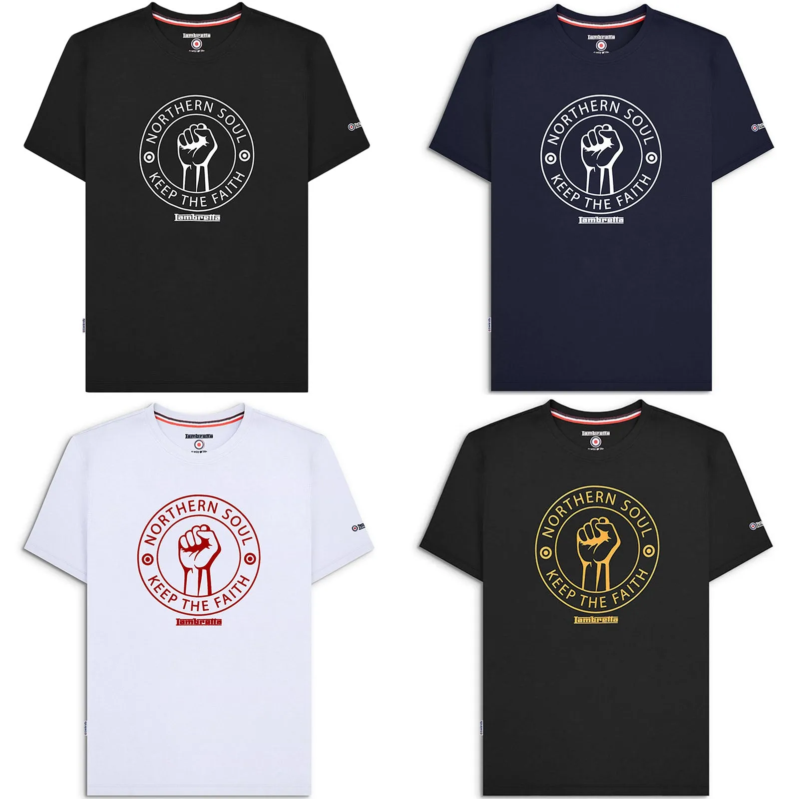 Lambretta Mens Northern Soul Retro T-Shirt Black