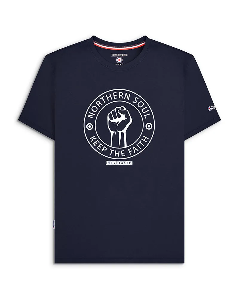 Lambretta Mens Northern Soul Retro T-Shirt Black
