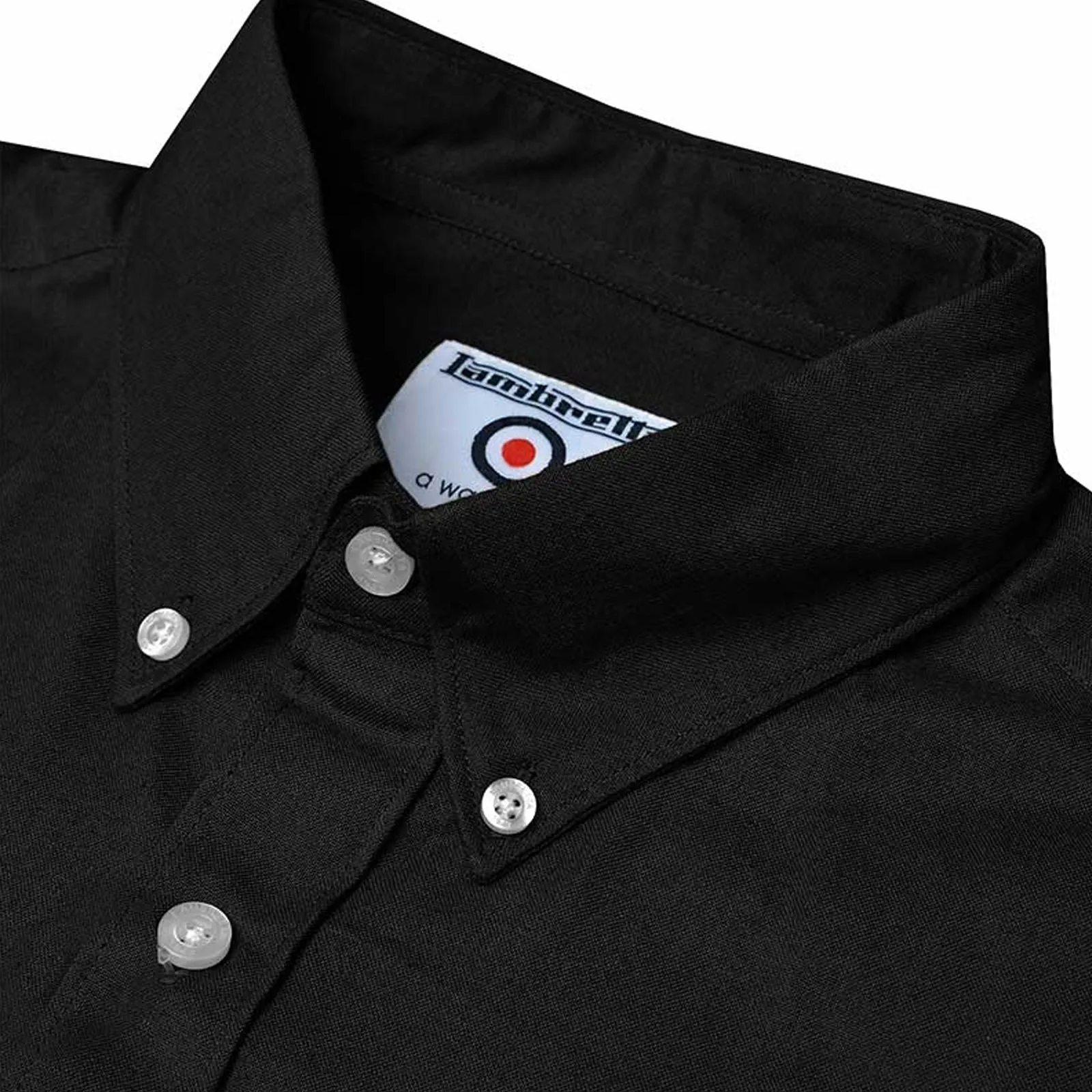 Lambretta Mens Oxford Long Sleeve Button Down Collar Shirt - Black