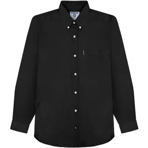 Lambretta Mens Oxford Long Sleeve Button Down Collar Shirt - Black
