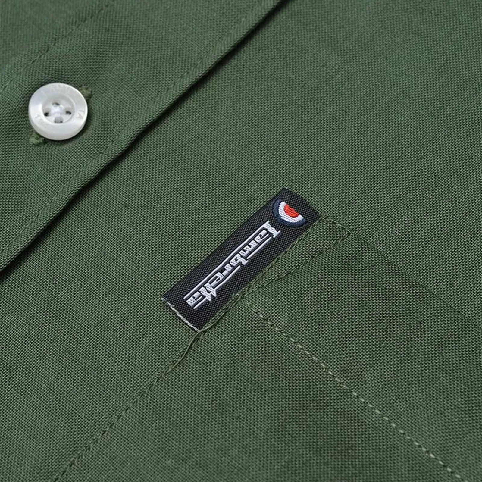 Lambretta Mens Oxford Long Sleeve Button Down Collar Shirt - Forest Green