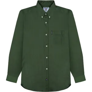 Lambretta Mens Oxford Long Sleeve Button Down Collar Shirt - Forest Green