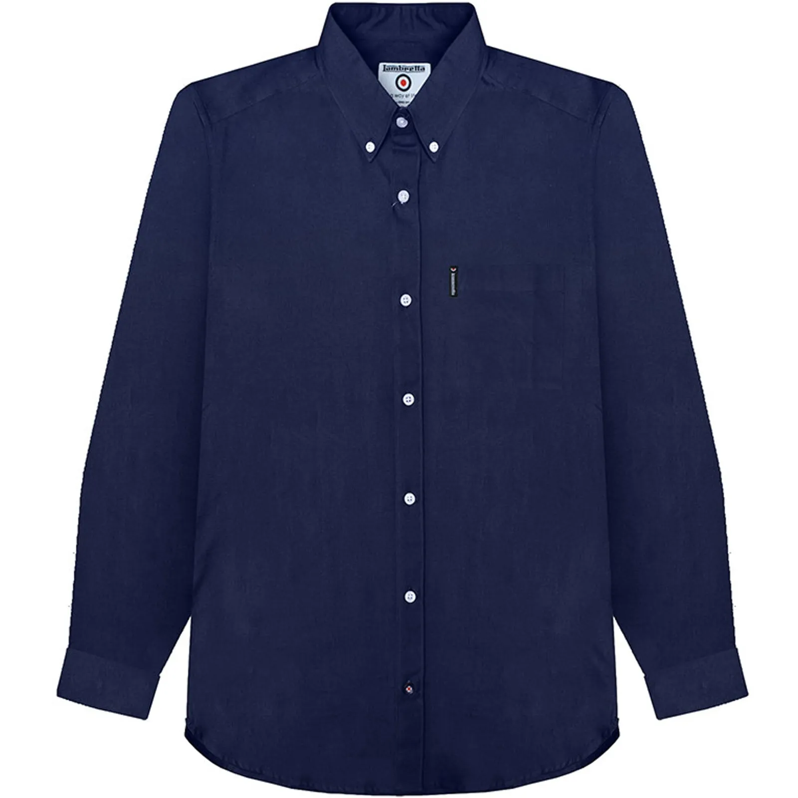 Lambretta Mens Oxford Long Sleeve Button Down Collar Shirt - Navy