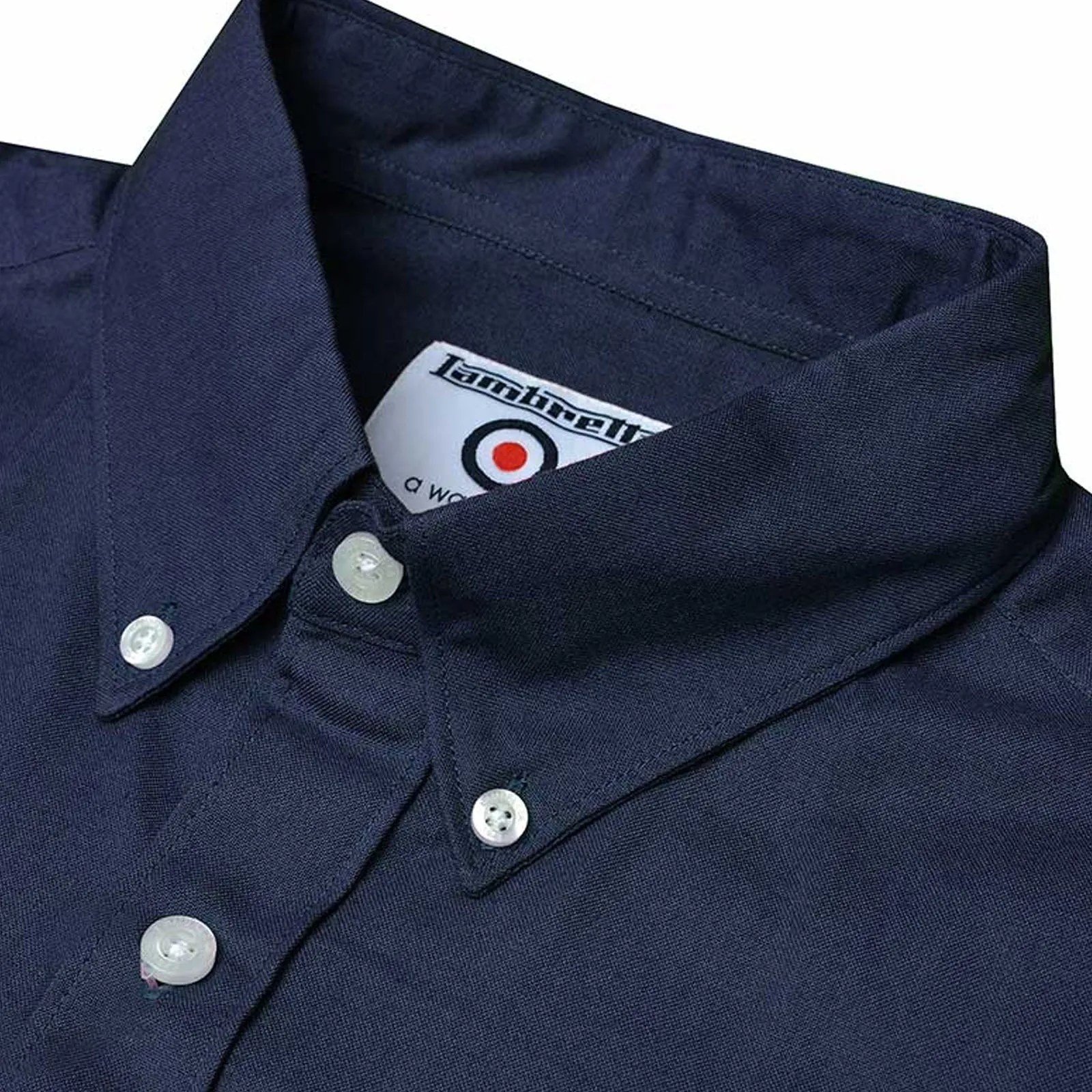 Lambretta Mens Oxford Long Sleeve Button Down Collar Shirt - Navy