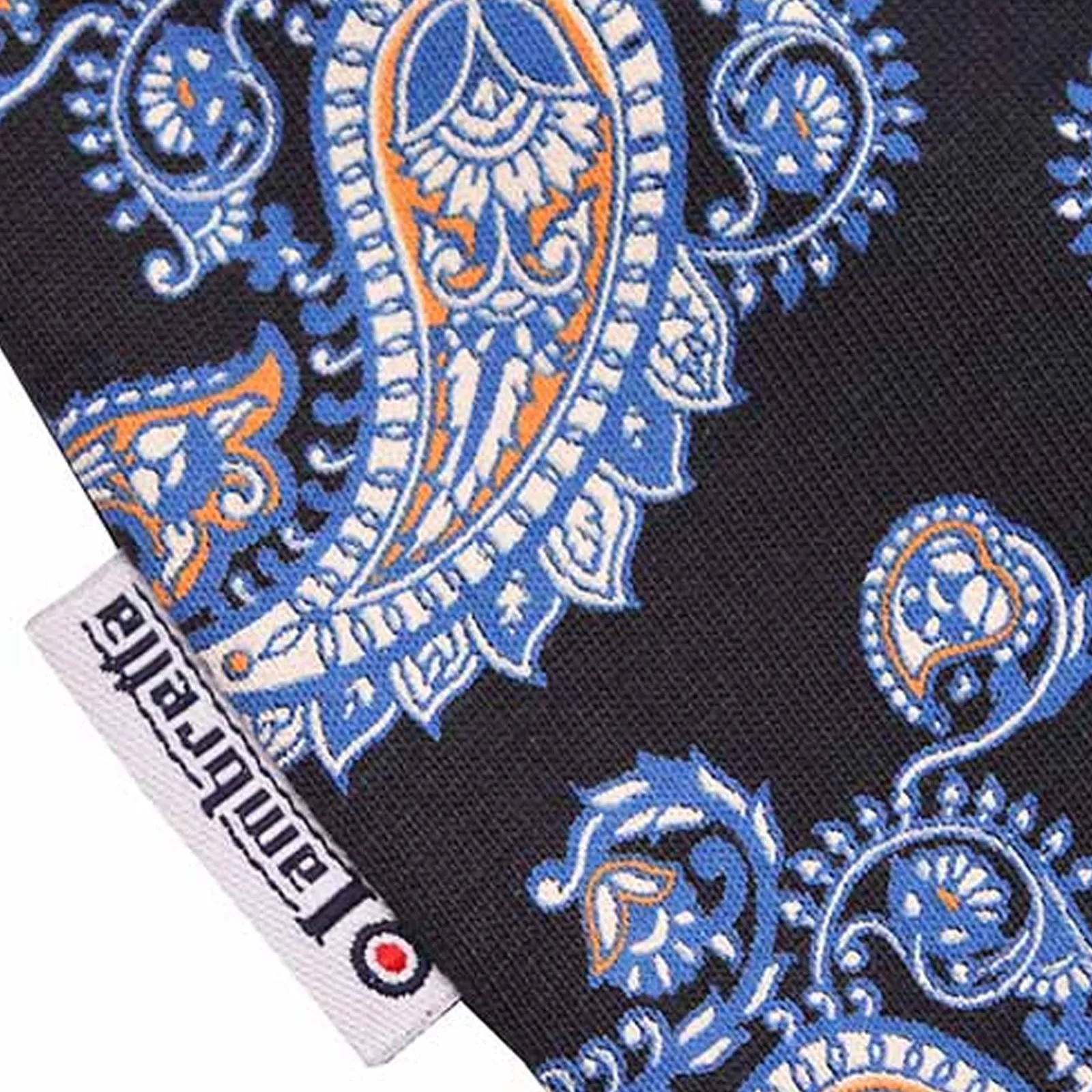 Lambretta Mens Paisley All Over Pattern Short Sleeve Polo Shirt - Navy