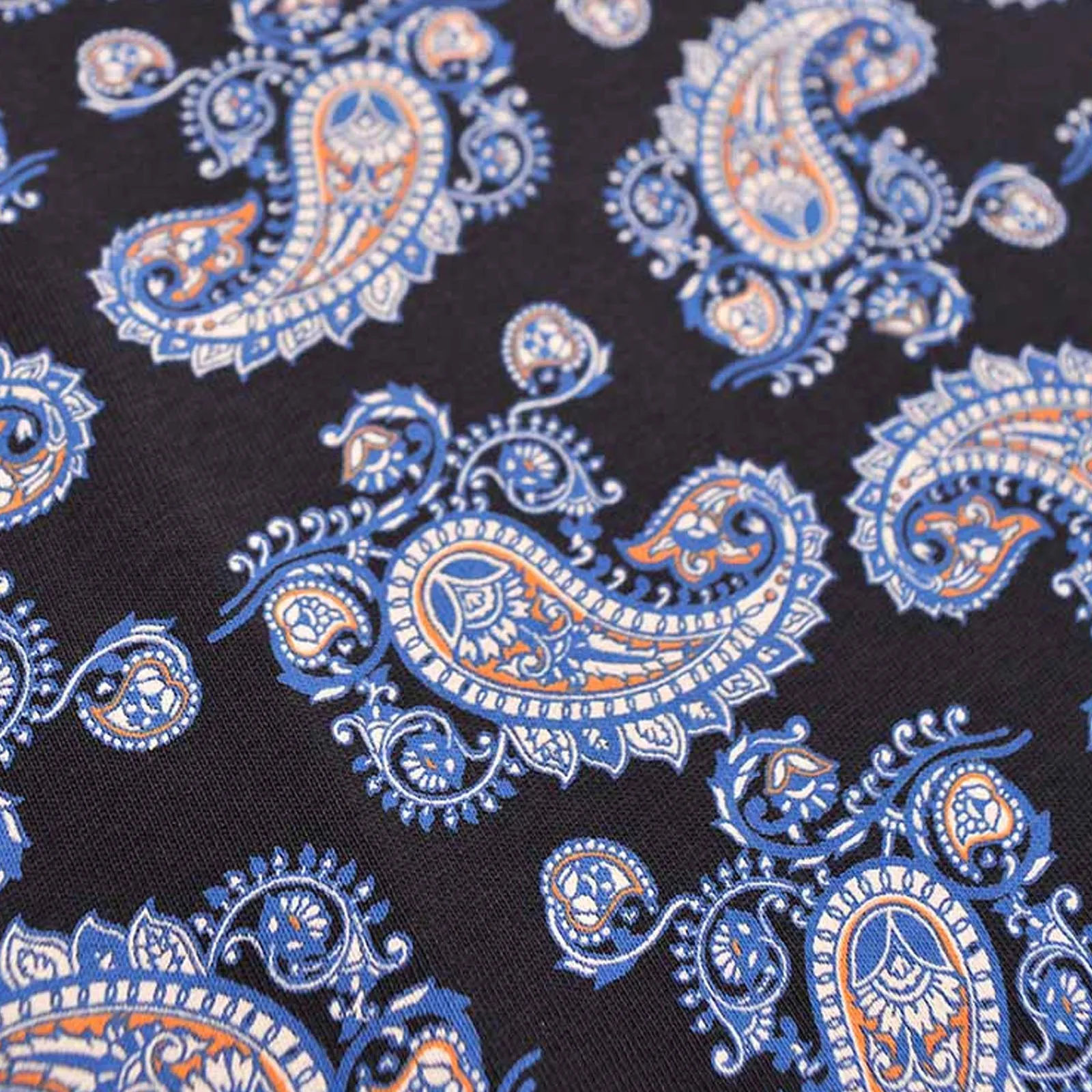 Lambretta Mens Paisley All Over Pattern Short Sleeve Polo Shirt - Navy