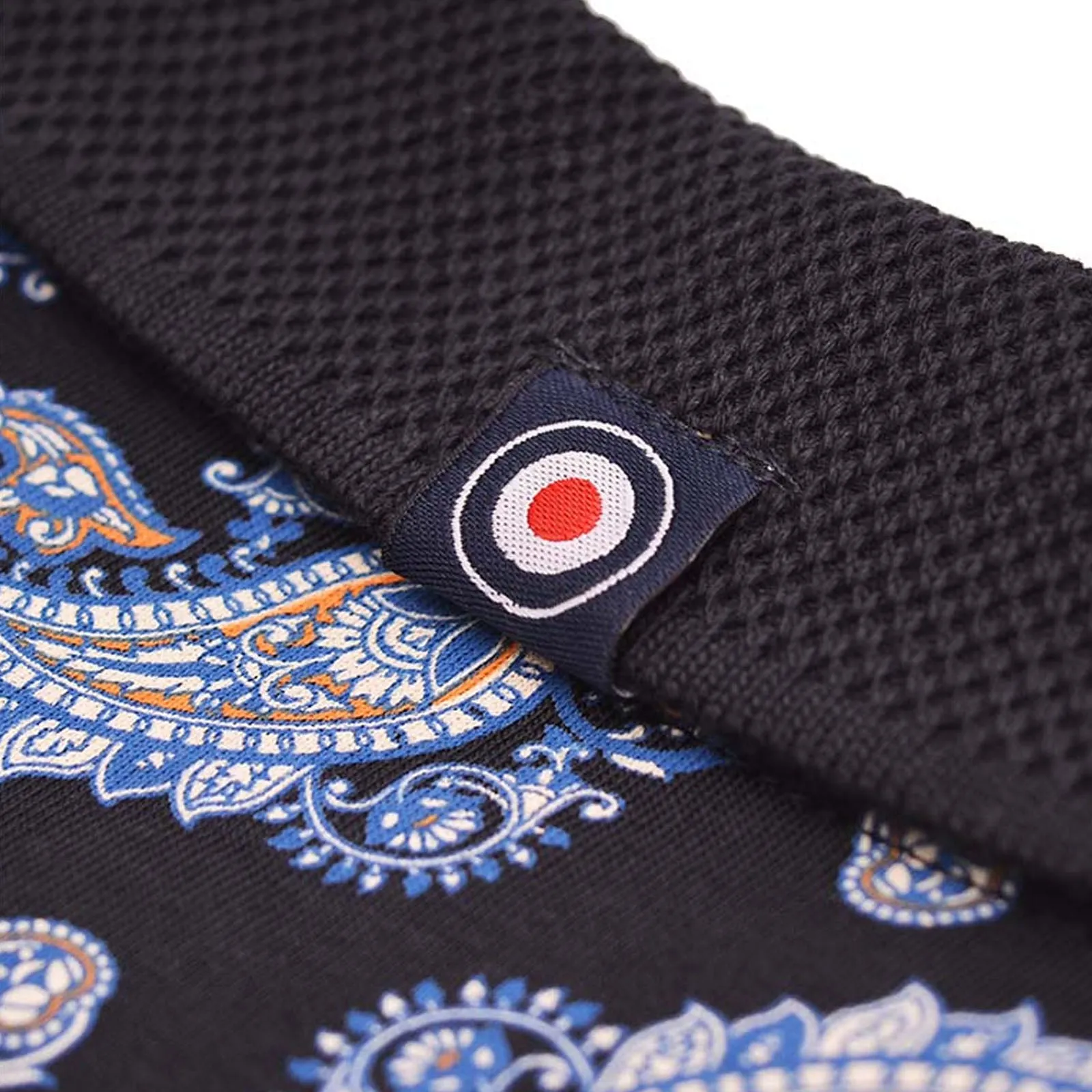 Lambretta Mens Paisley All Over Pattern Short Sleeve Polo Shirt - Navy