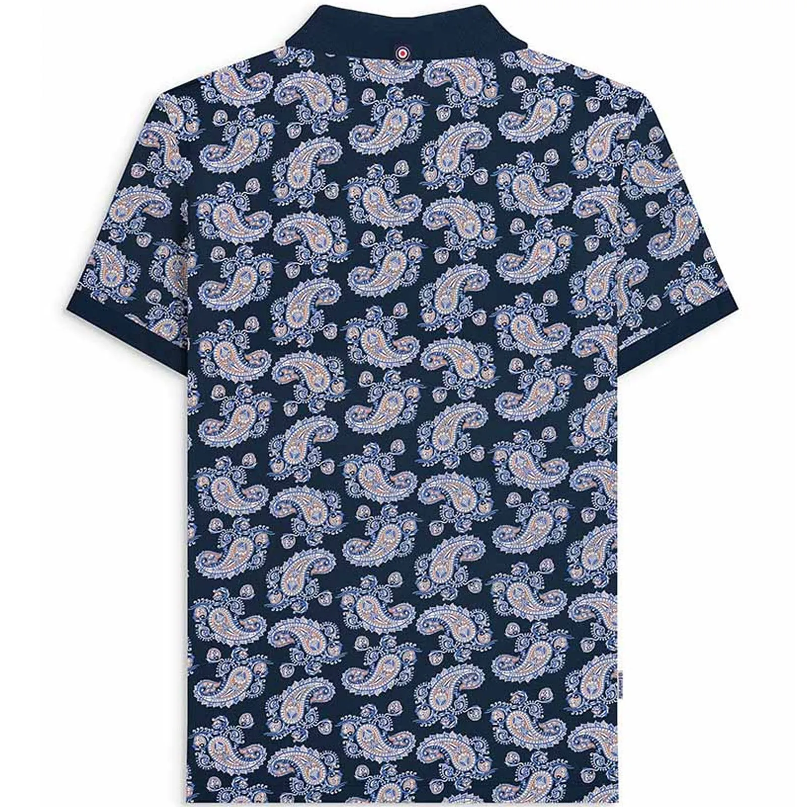 Lambretta Mens Paisley All Over Pattern Short Sleeve Polo Shirt - Navy