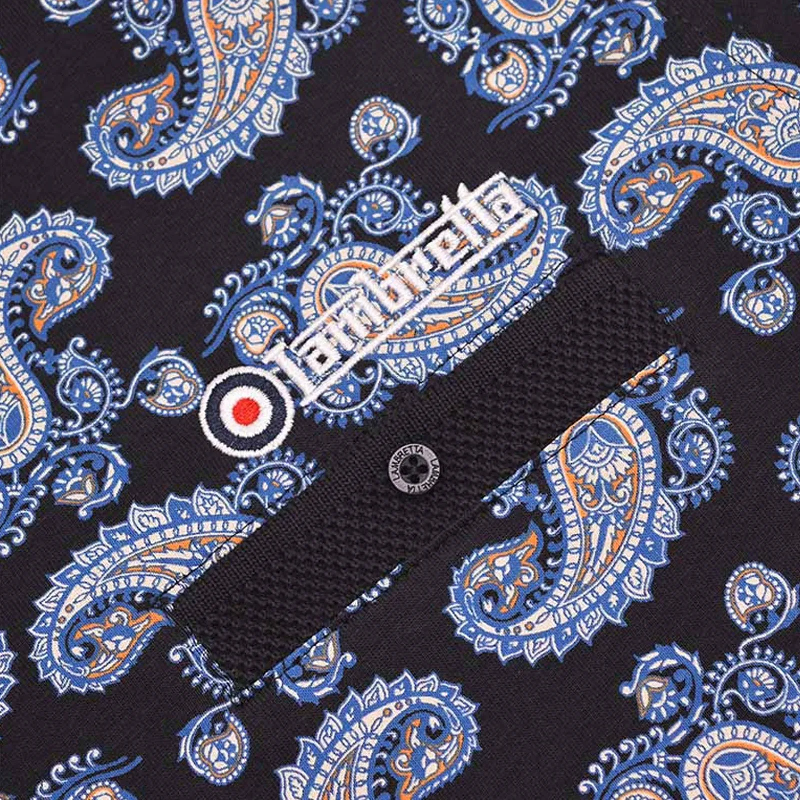 Lambretta Mens Paisley All Over Pattern Short Sleeve Polo Shirt - Navy
