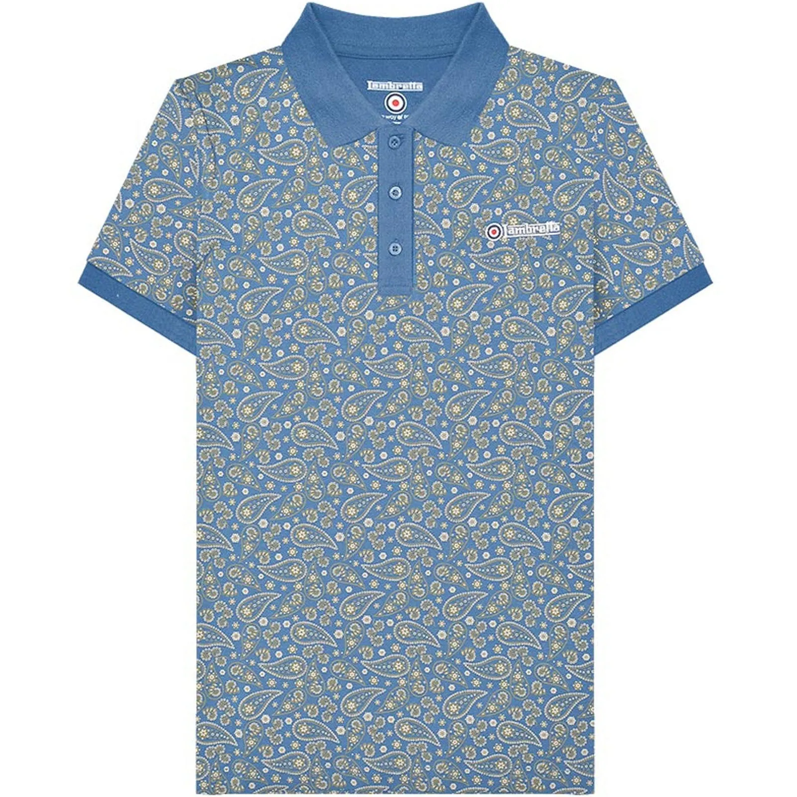 Lambretta Mens Paisley All Over Print Polo Shirt