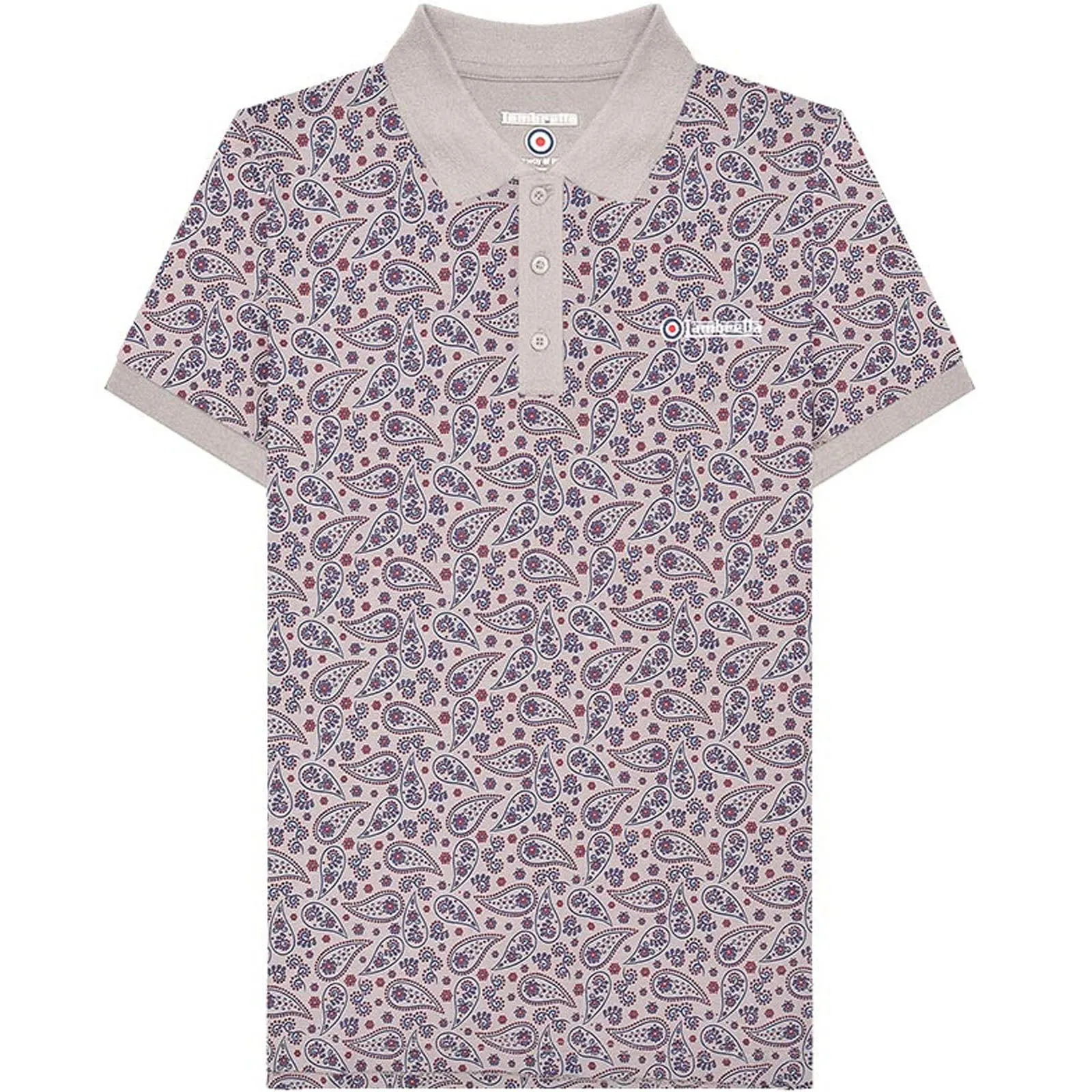 Lambretta Mens Paisley All Over Print Polo Shirt