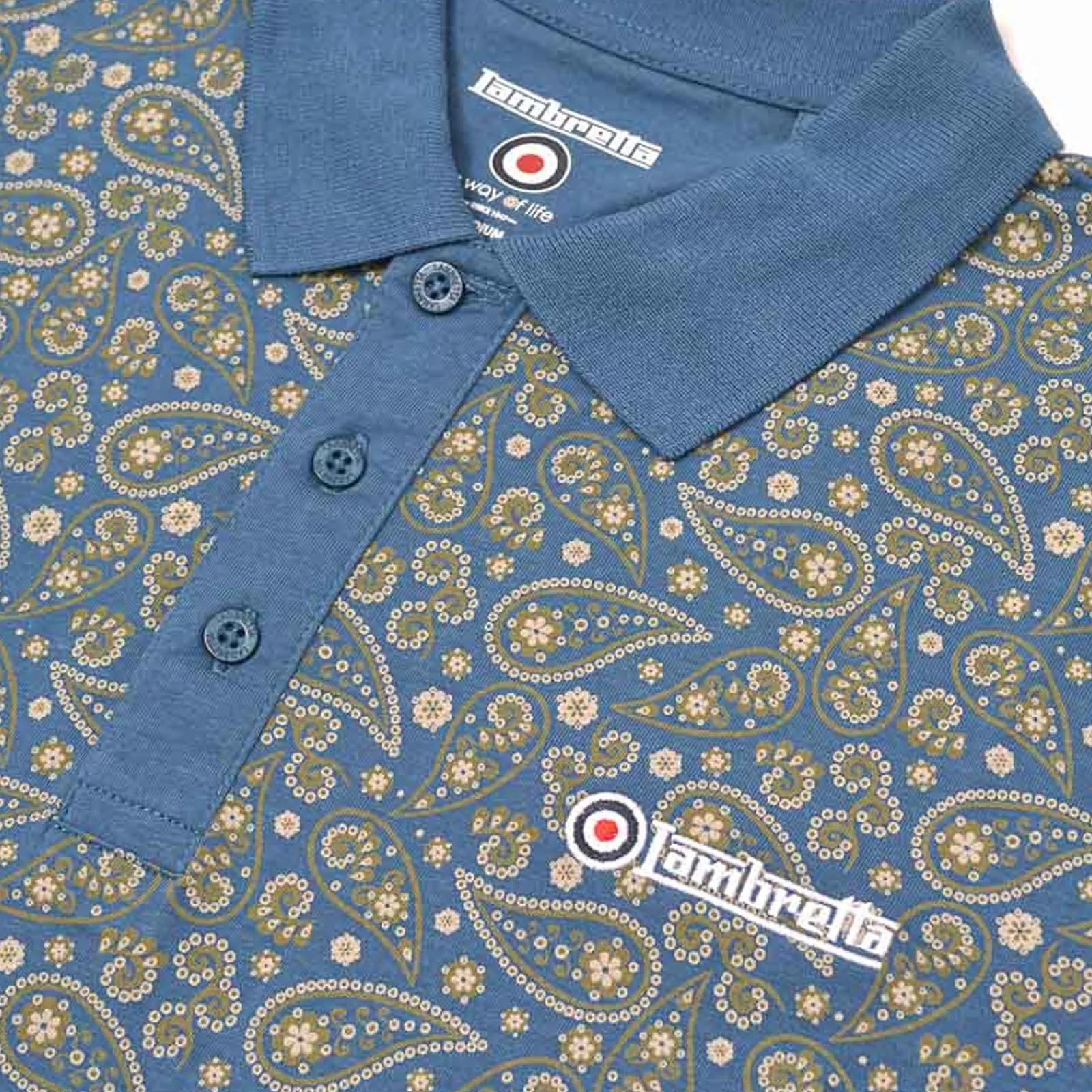 Lambretta Mens Paisley All Over Print Polo Shirt