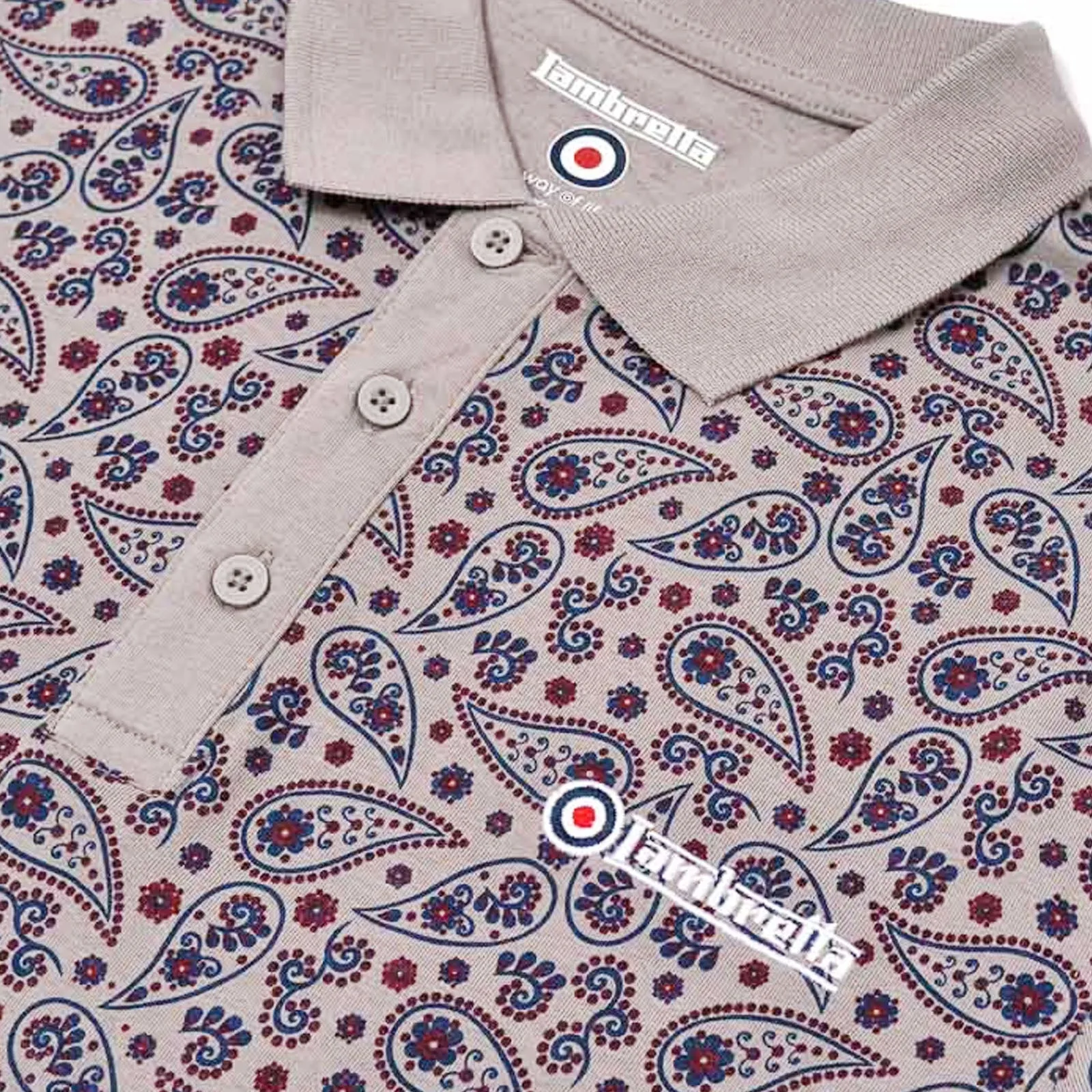 Lambretta Mens Paisley All Over Print Polo Shirt