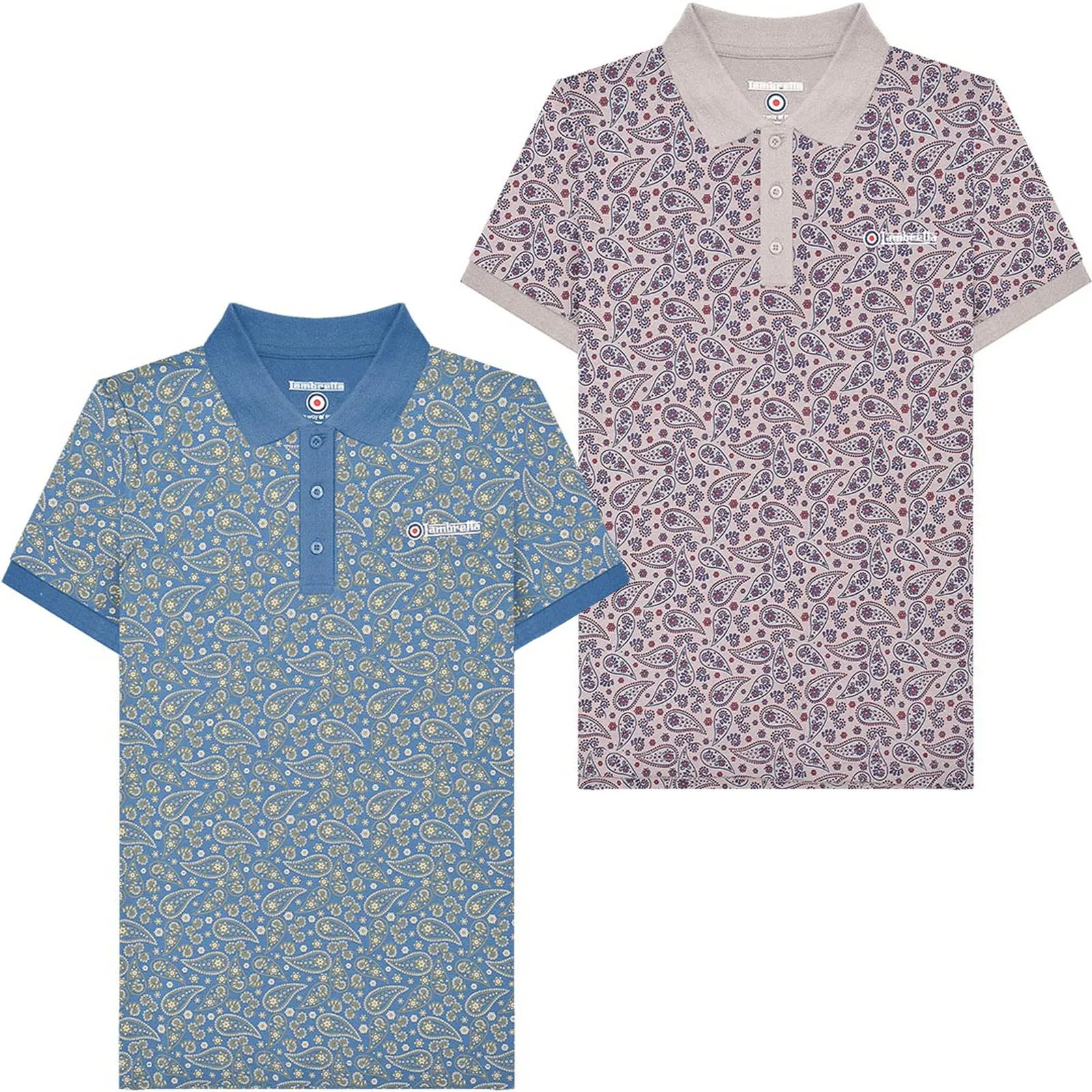 Lambretta Mens Paisley All Over Print Polo Shirt