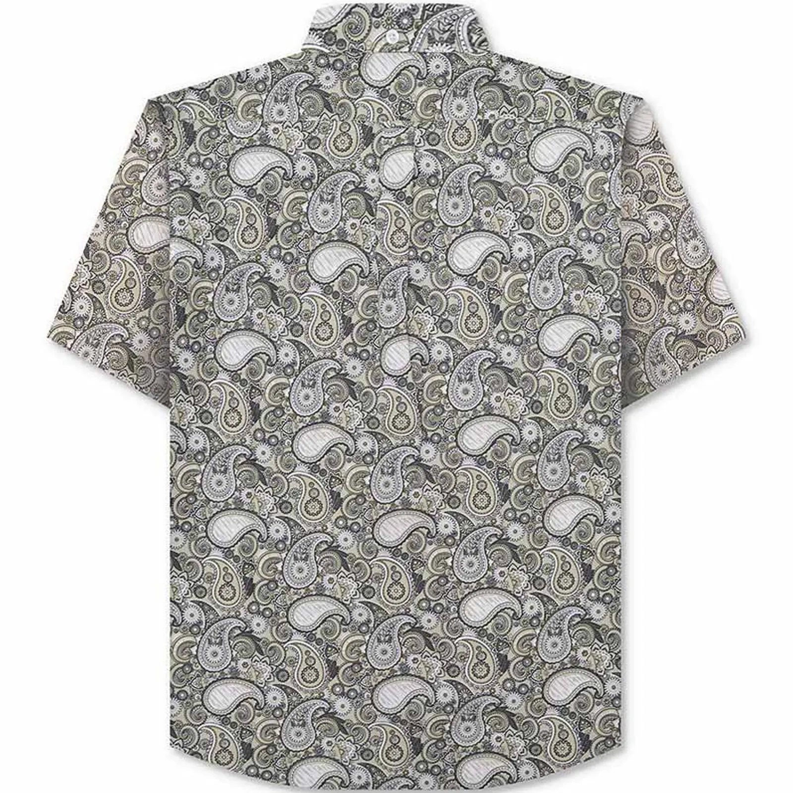 Lambretta Mens Paisley Brand Short Sleeve Button Down Collar Shirt - Desert Sage