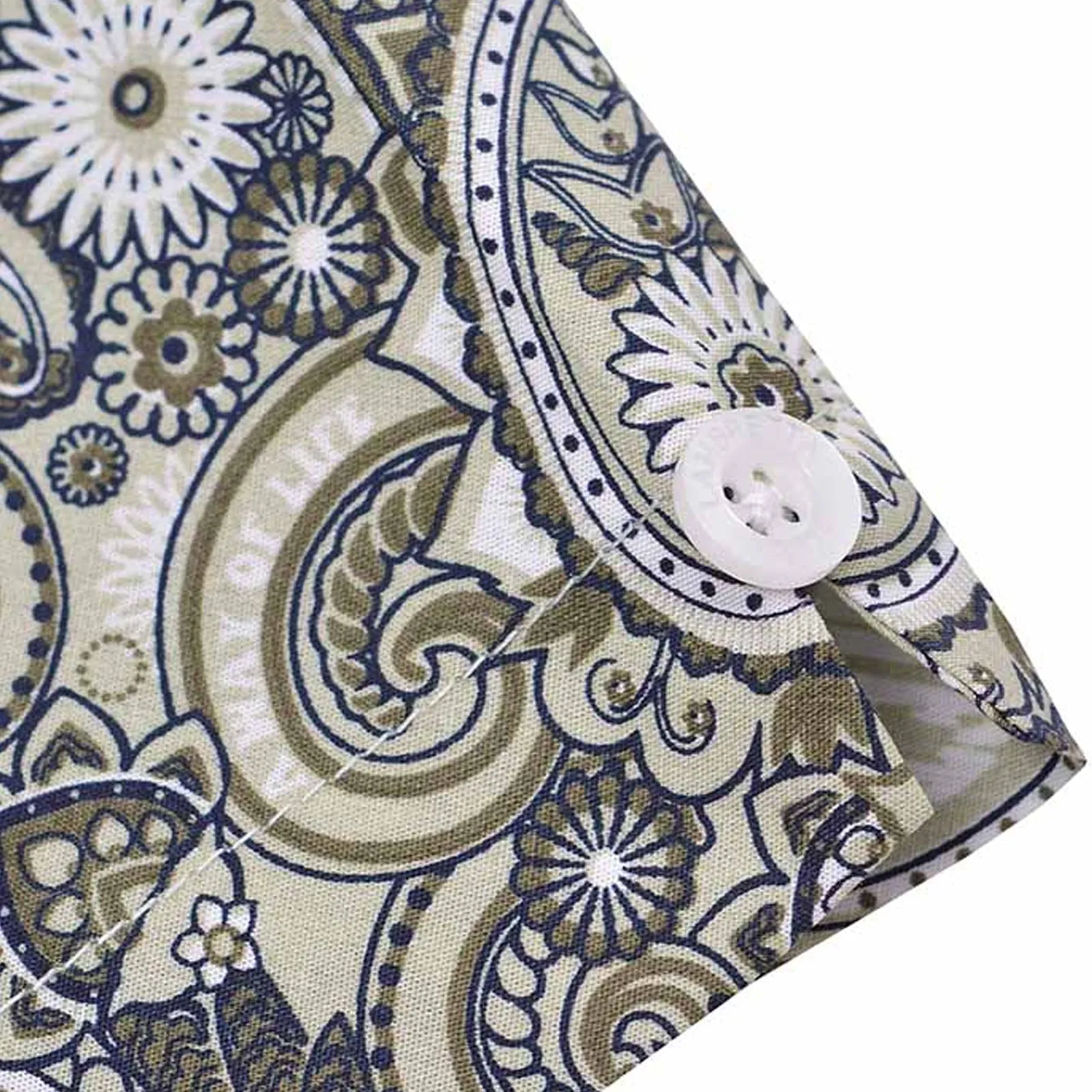 Lambretta Mens Paisley Brand Short Sleeve Button Down Collar Shirt - Desert Sage