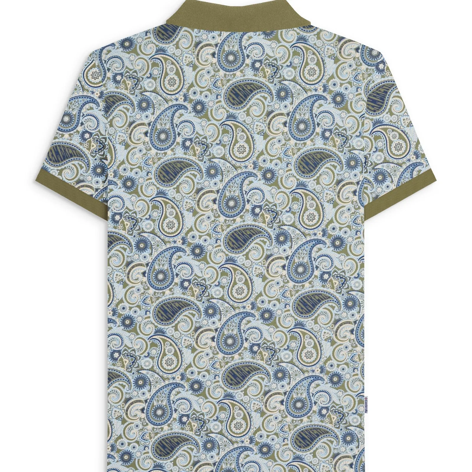 Lambretta Mens Paisley Brand Three Button Retro Polo Shirt Top