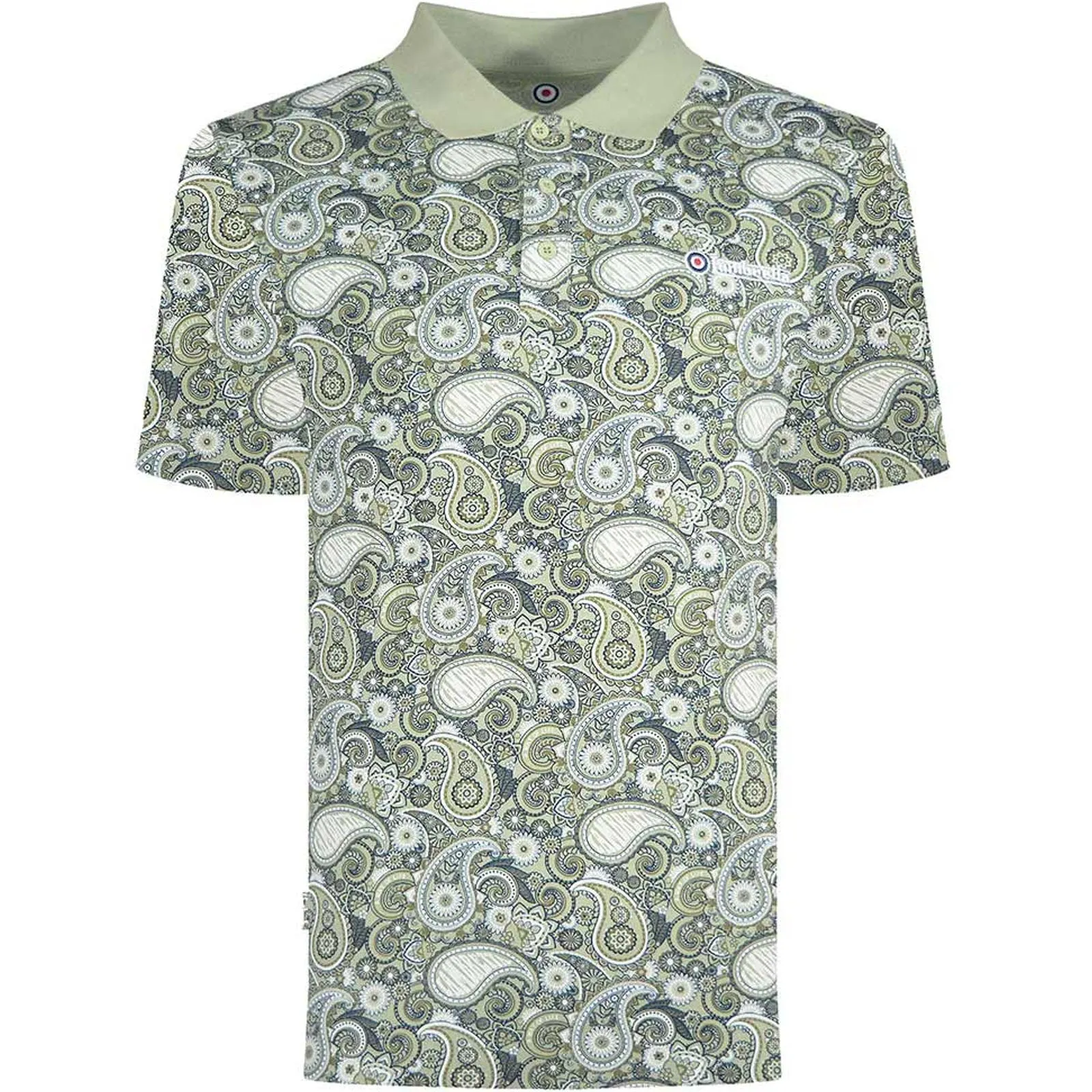 Lambretta Mens Paisley Brand Three Button Retro Polo Shirt Top