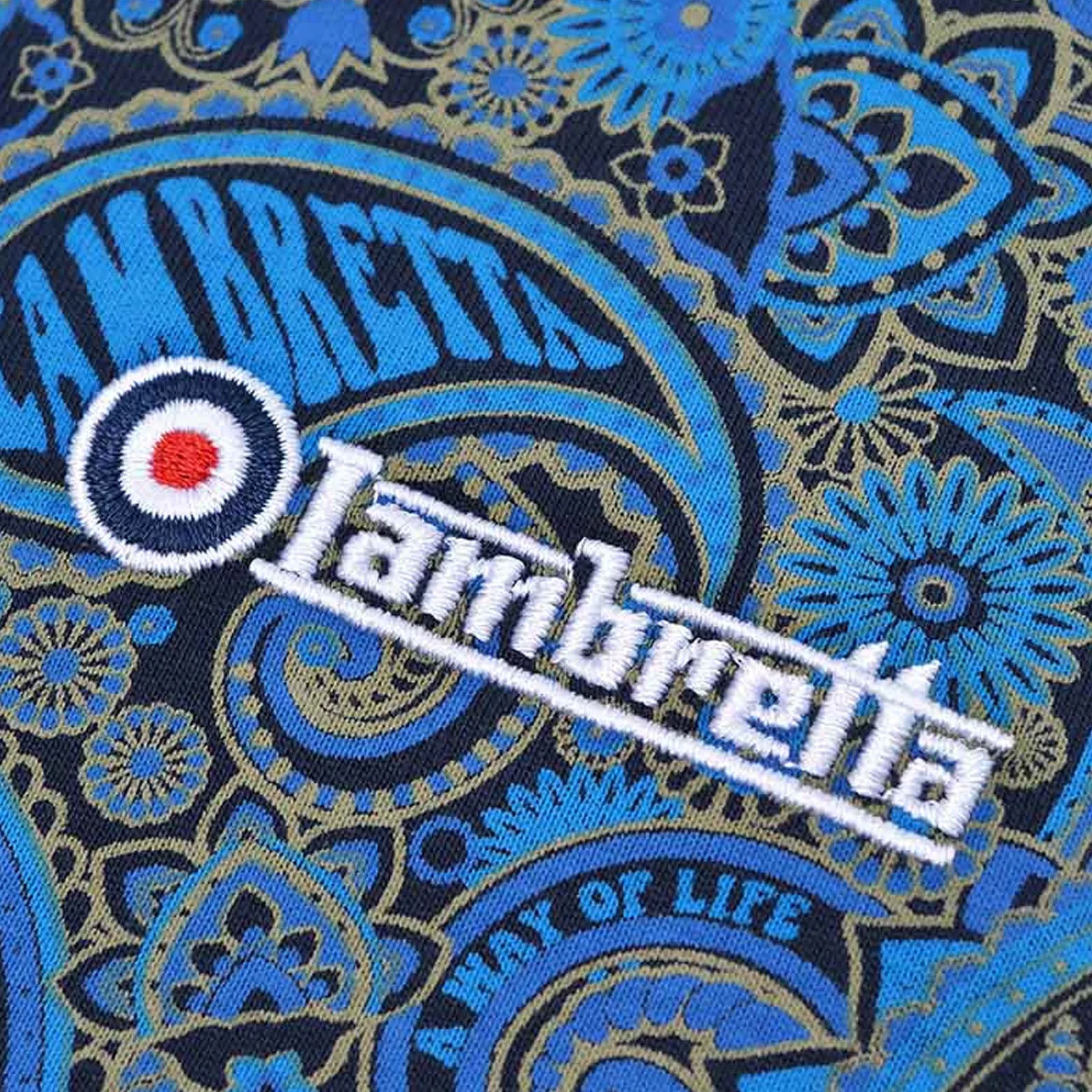 Lambretta Mens Paisley Brand Three Button Retro Polo Shirt Top