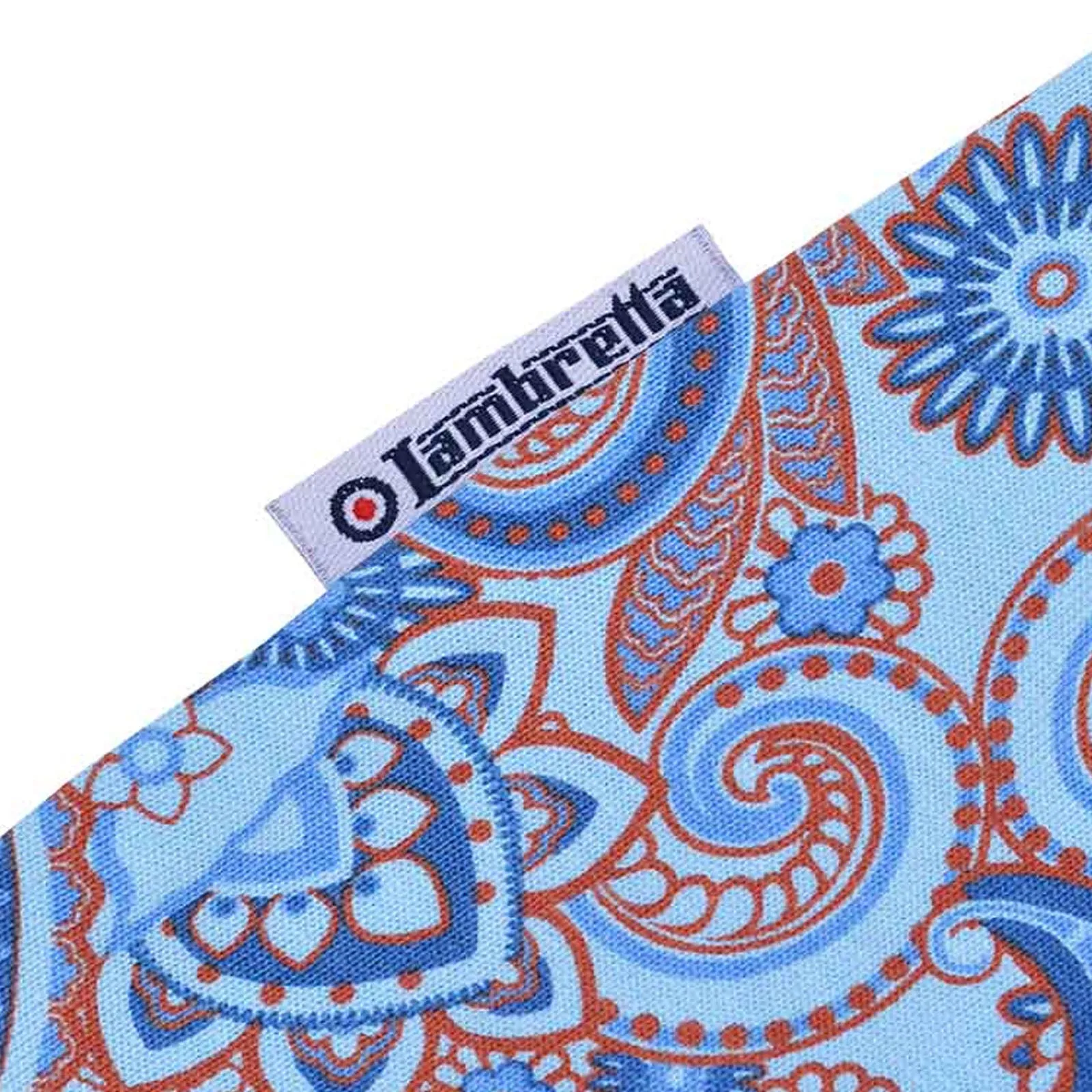 Lambretta Mens Paisley Brand Three Button Retro Polo Shirt Top