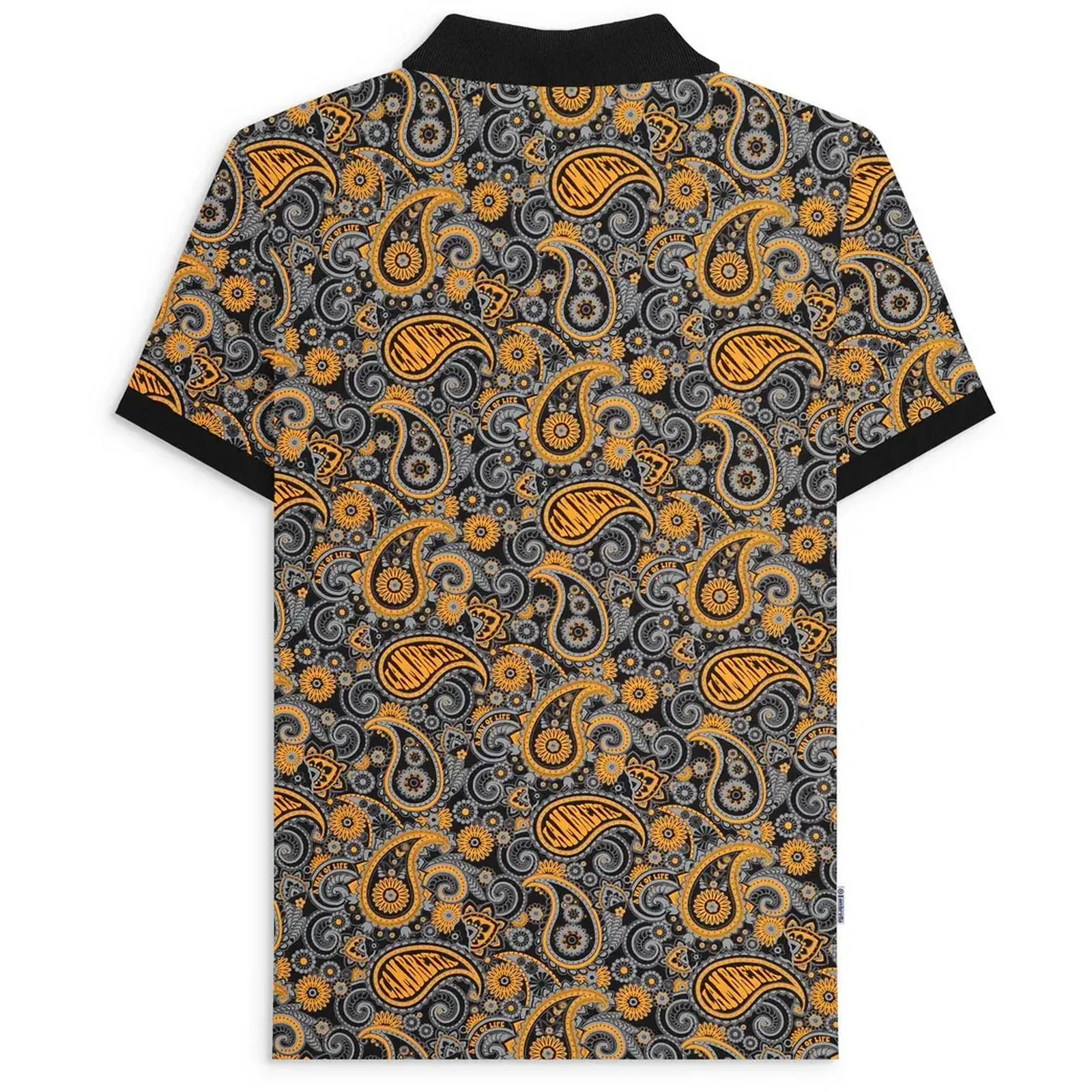 Lambretta Mens Paisley Brand Three Button Retro Polo Shirt Top