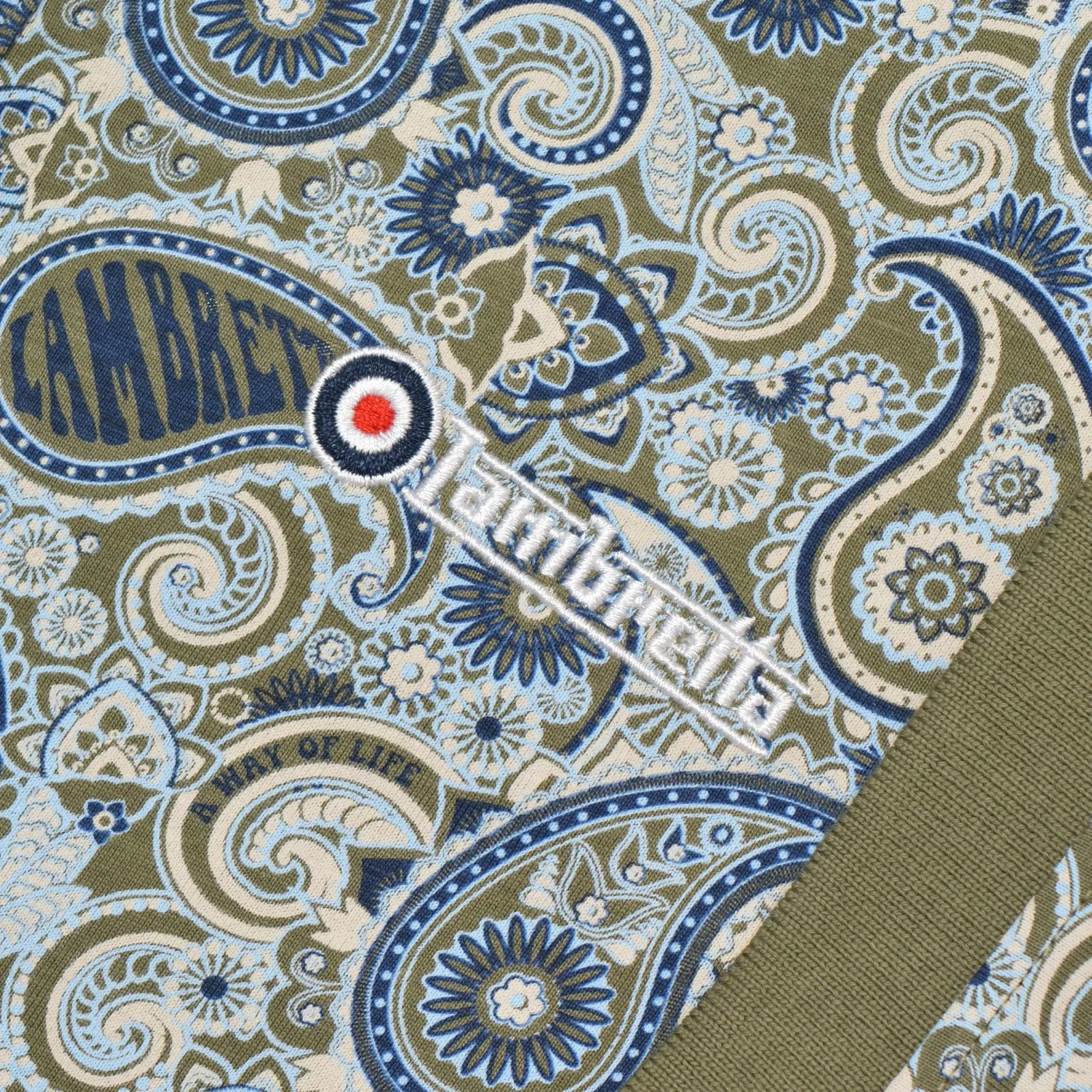 Lambretta Mens Paisley Brand Three Button Retro Polo Shirt Top