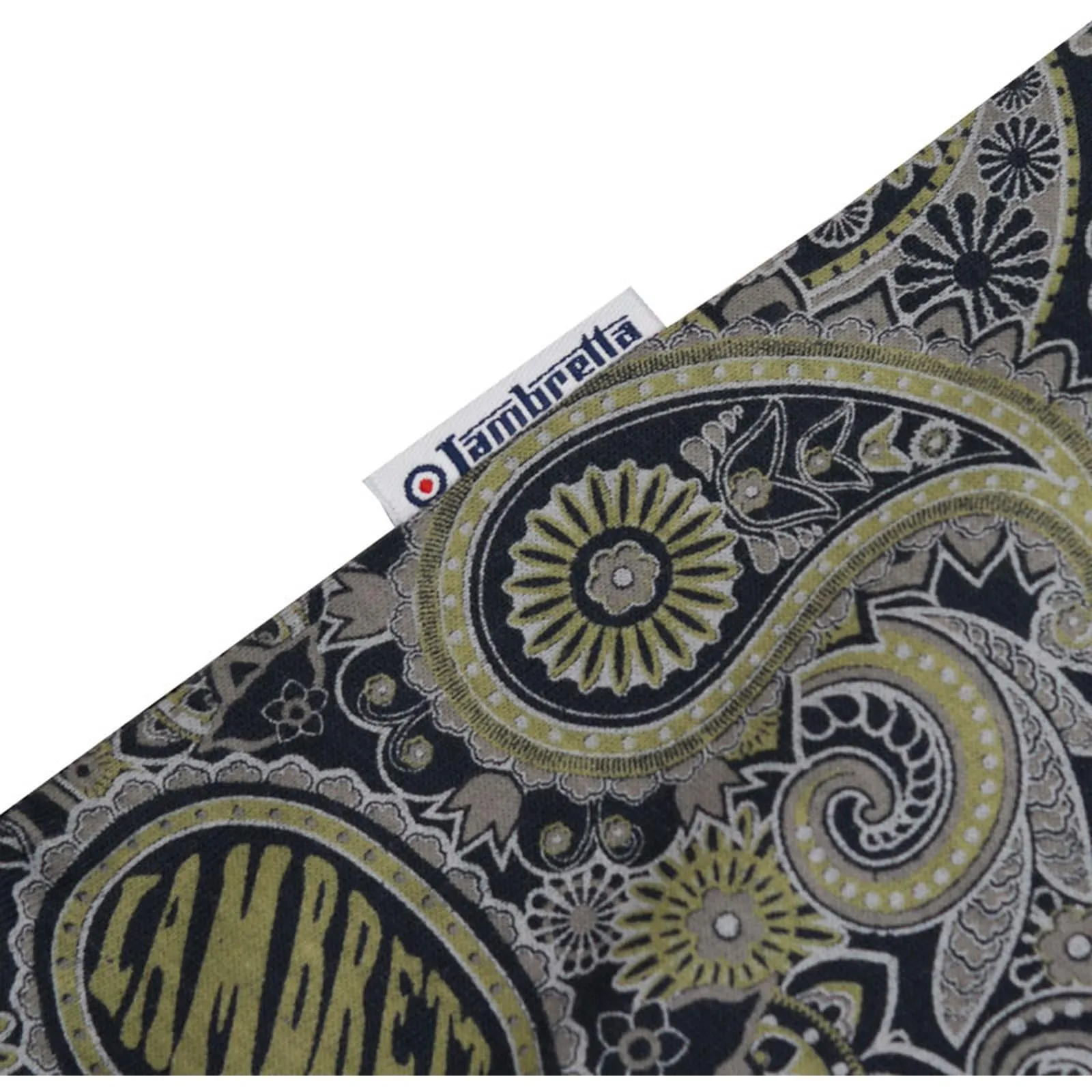 Lambretta Mens Paisley Brand Three Button Retro Polo Shirt Top