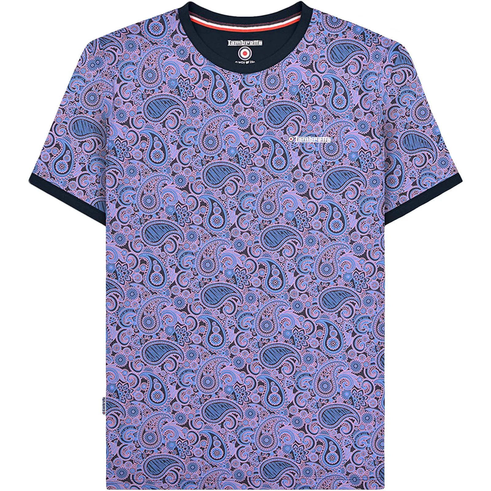 Lambretta Mens Paisley Crew Neck Cotton T-Shirt