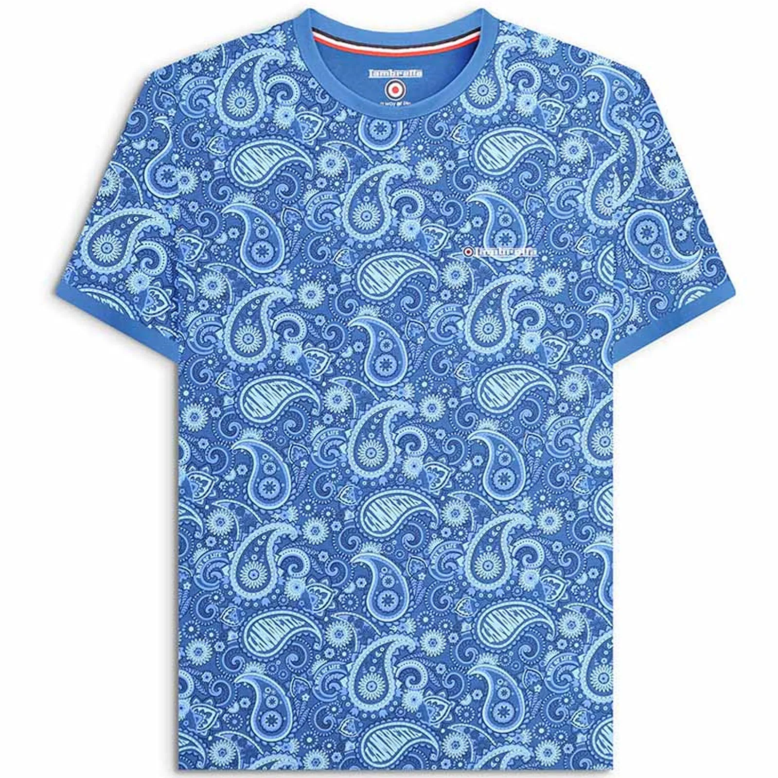 Lambretta Mens Paisley Crew Neck Cotton T-Shirt