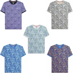 Lambretta Mens Paisley Crew Neck Cotton T-Shirt