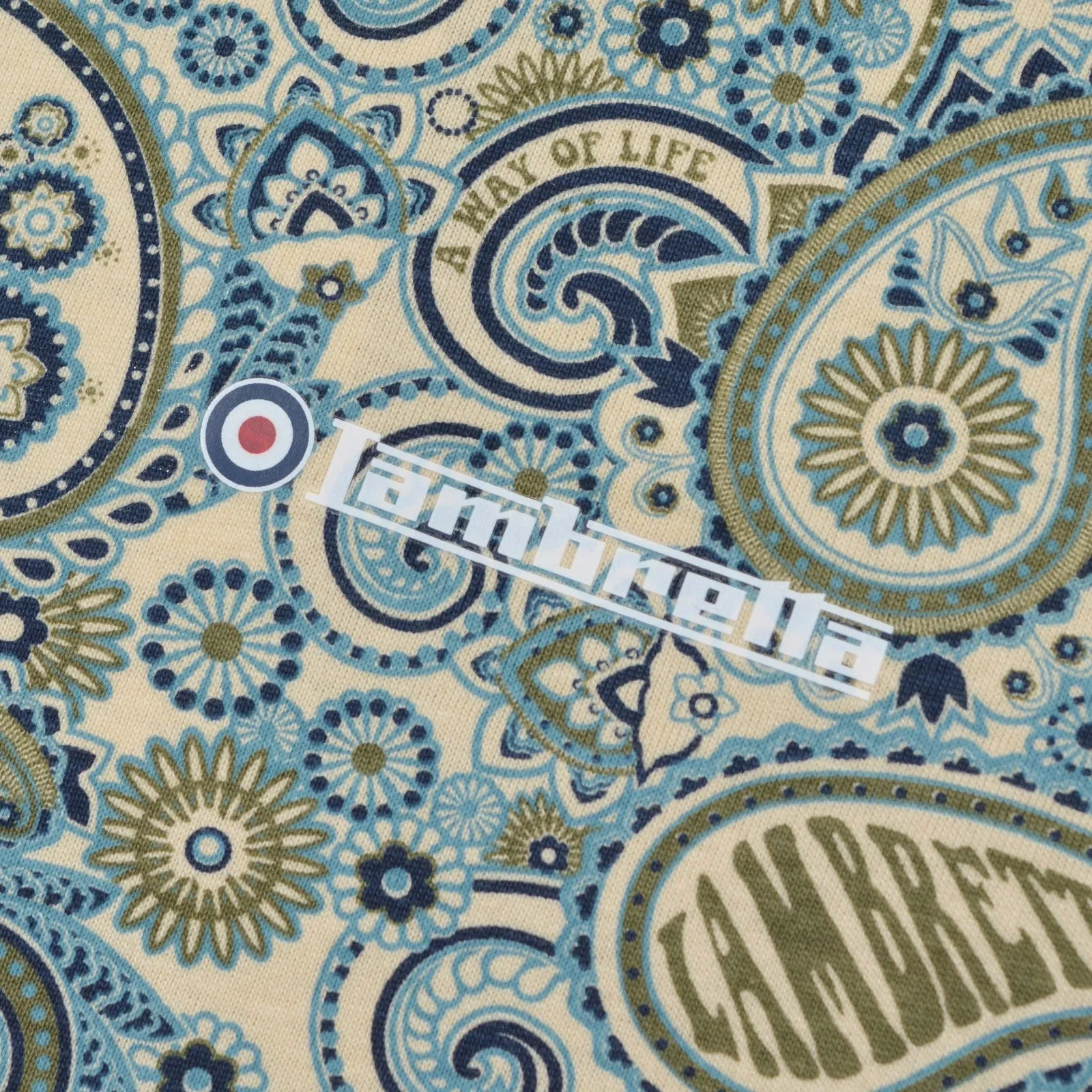 Lambretta Mens Paisley Crew Neck Cotton T-Shirt