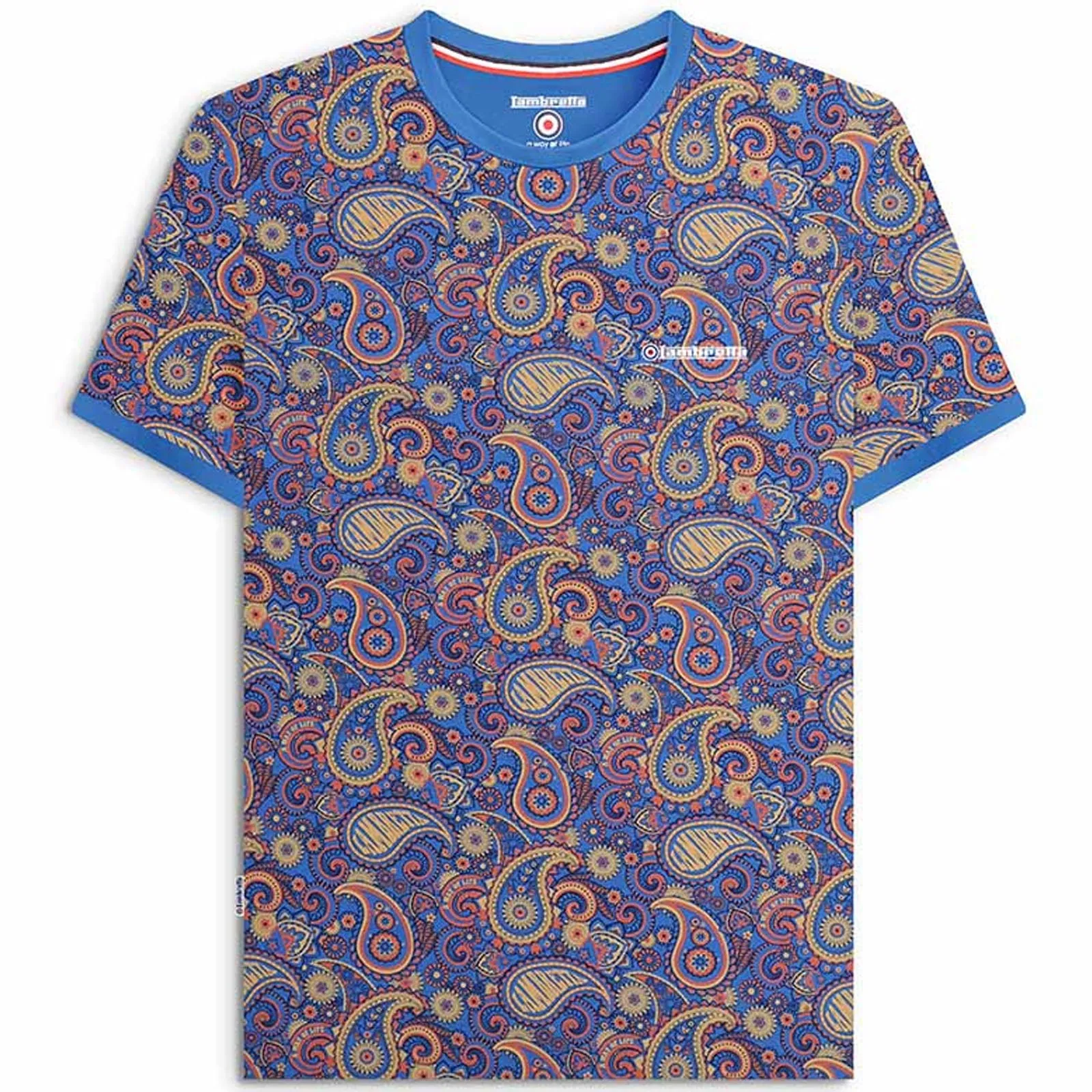 Lambretta Mens Paisley Crew Neck Cotton T-Shirt