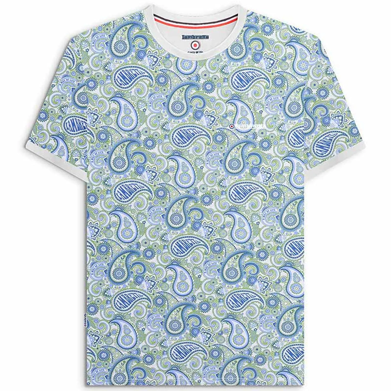 Lambretta Mens Paisley Crew Neck Cotton T-Shirt