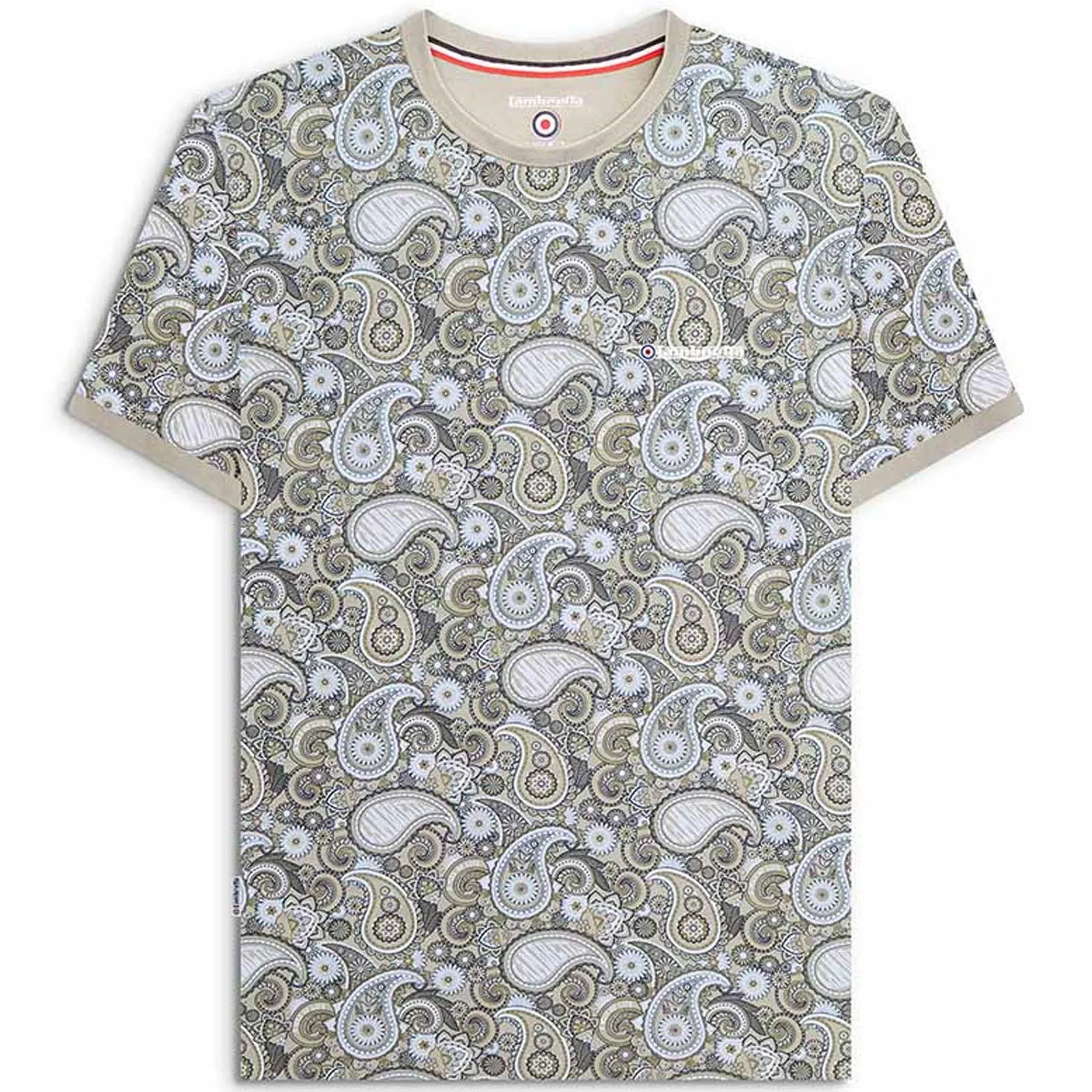Lambretta Mens Paisley Crew Neck Cotton T-Shirt