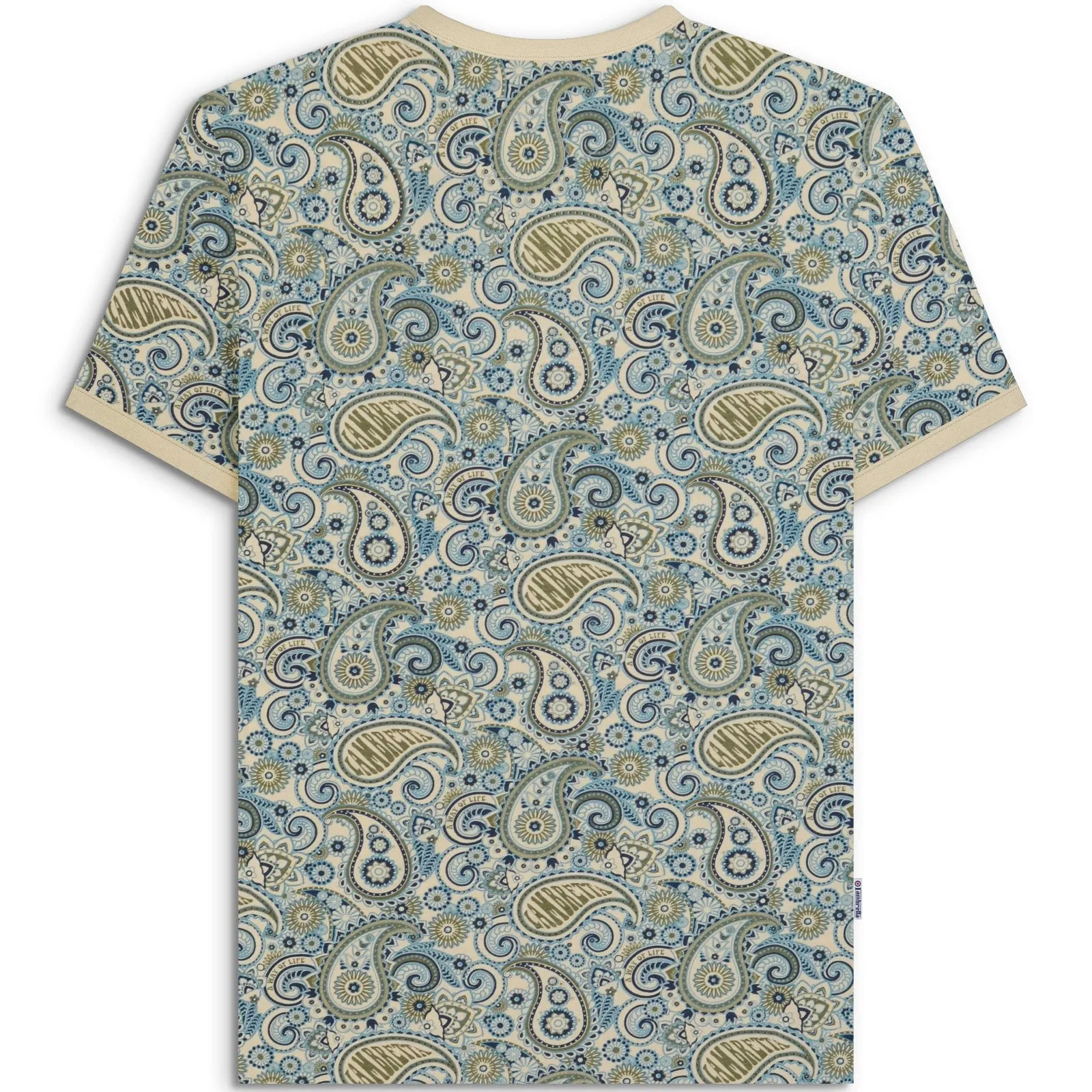 Lambretta Mens Paisley Crew Neck Cotton T-Shirt