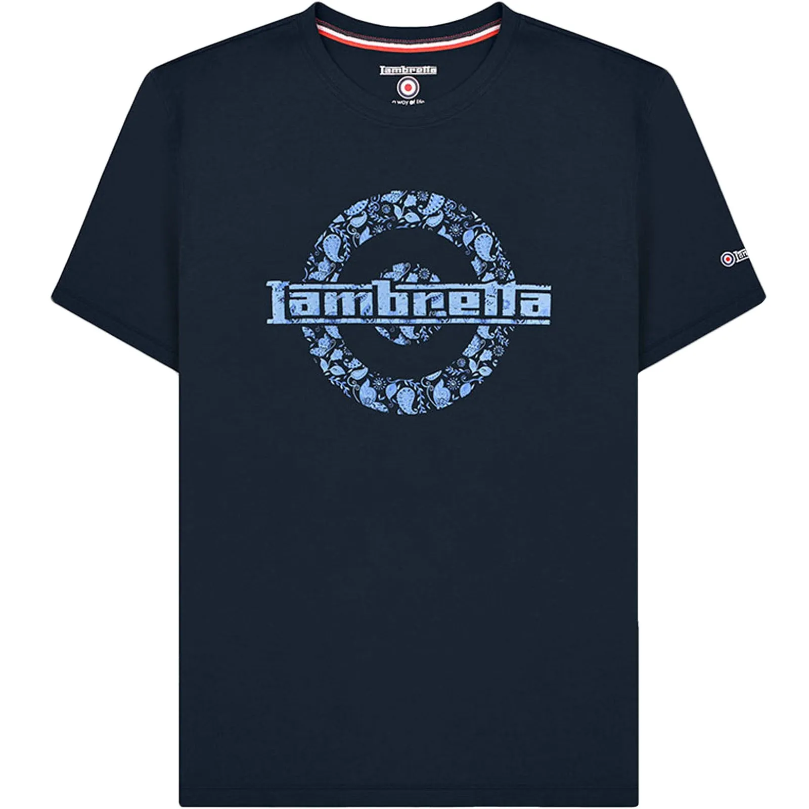 Lambretta Mens Paisley Logo Crew Neck T-Shirt