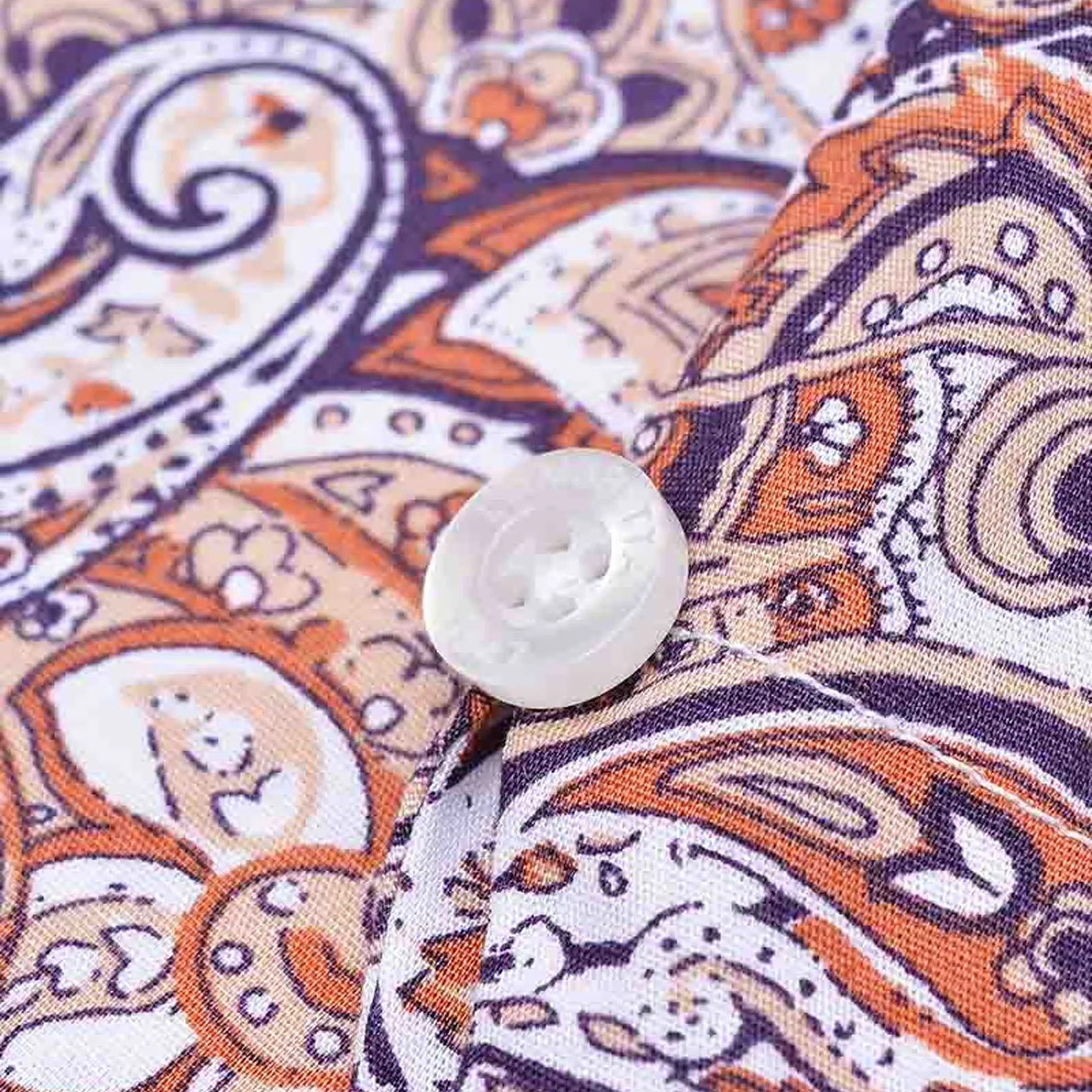 Lambretta Mens Paisley Mod Short Sleeve Button Down Shirt - Rust/White